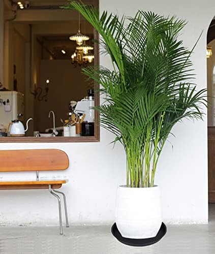 4 Pack of 14 inch Plant Saucer, Heavy Duty Plant Saucer 14 inch Round, Plastic Plant Water Tray for Pots, Plant Saucers for Indoors, Bird Bath Bowls, Pot Trays for Planter 12"/13"/14" (Black)