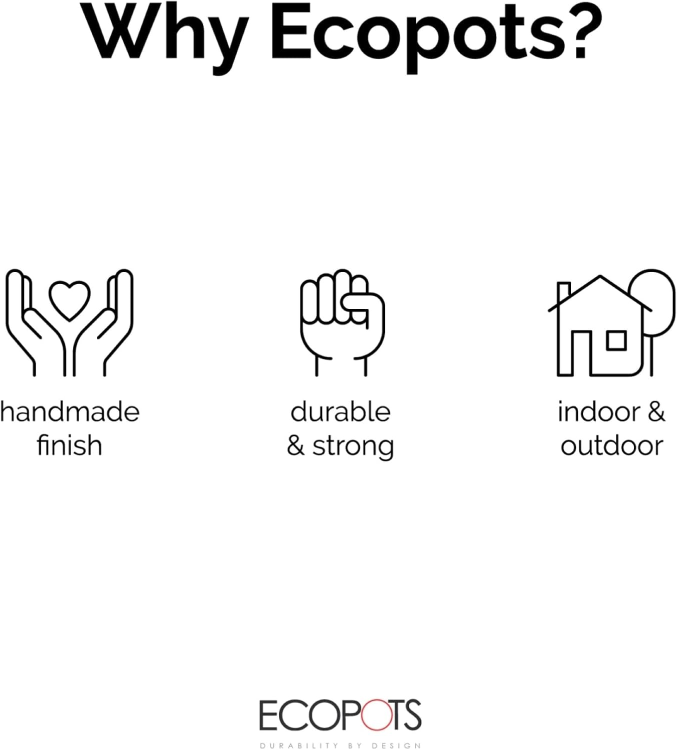 Ecopots Bruges Durable Modern Rectangular Indoor/Outdoor Recycled-Based Composite Flower Pot Planter, Dark Grey, 21.5"