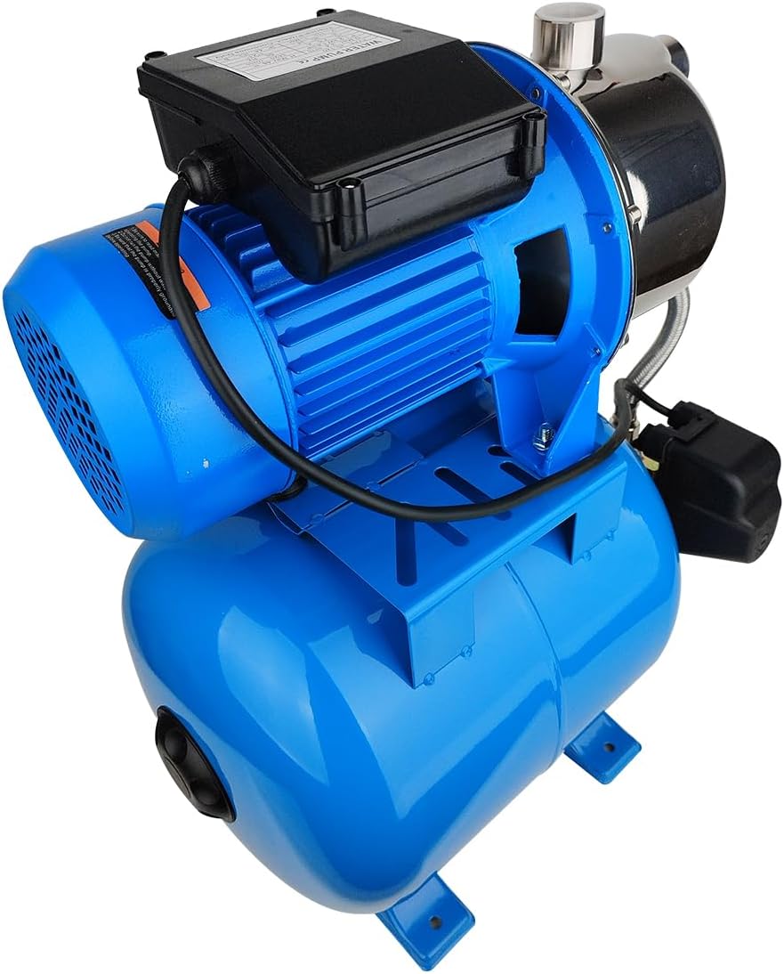 1.6Hp SS Shallow Well & Pressure Booster Pump 110V Water Transfer 48m 15GPM Automatic for Home Garden Sprinkler System Lawn Farm Draining Irrigation