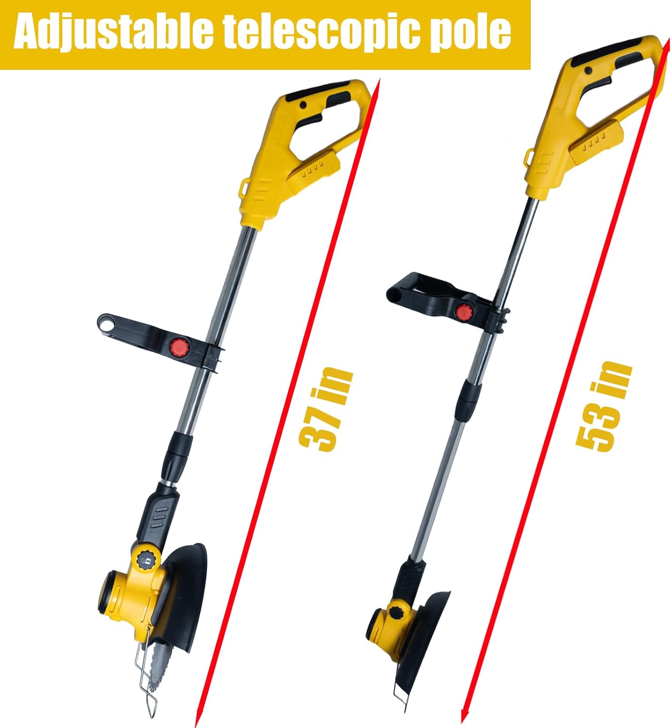 Electric Weed Wacker Cordless for Dewalt 20 V Battery, 4-in-1 Battery-Powered Mower, Lightweight Cordless Weeder for Lawn, Yard and Brush Mowing (Battery Free, Yellow)