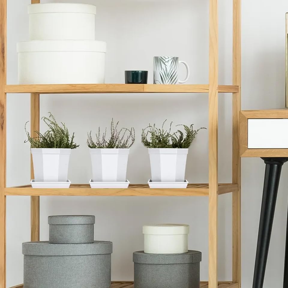 4 Pack Square Plant Saucer 16 Inch, Heavy Plastic Plant Saucer, Deep Heavy Duty Plant Pot Saucers, Planters for Indoors and Outdoors Plants,Large Plant Trays for Pots.