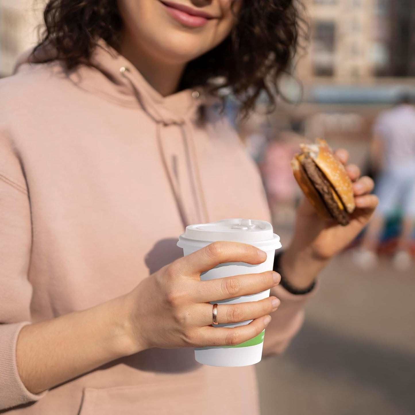 ECOLipak 100 Count 12 oz Compostable Paper Coffee Cups, Biodegradable Disposable Coffee Cups with CPLA Lid, Eco-friendly Hot Drinking Cups for Party, Picnic, Travel, and Events