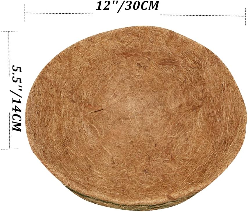 2PCS Round Replacement Coco Liner for Hanging Basket, 12 inch Coconut Fiber Plant Basket Liner for Garden Planter Flower Pot (12 inch Round)