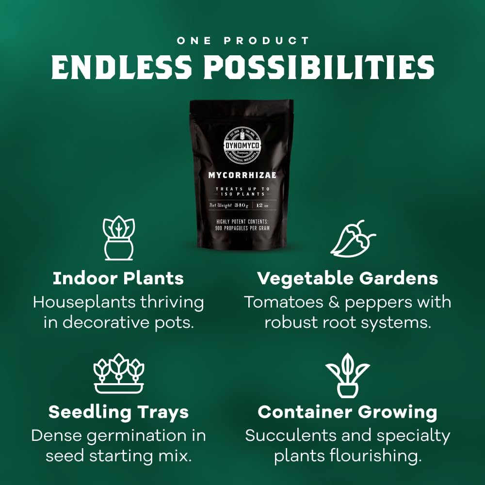 DYNOMYCO Granular Mycorrhizal Fungi Inoculant, 340g / 12oz – Boosts Root Growth, Yields & Nutrient Uptake – 900 Propagules/g, Concentrated Granules, & OMRI Listed – Biofertilizer for Plant Growth