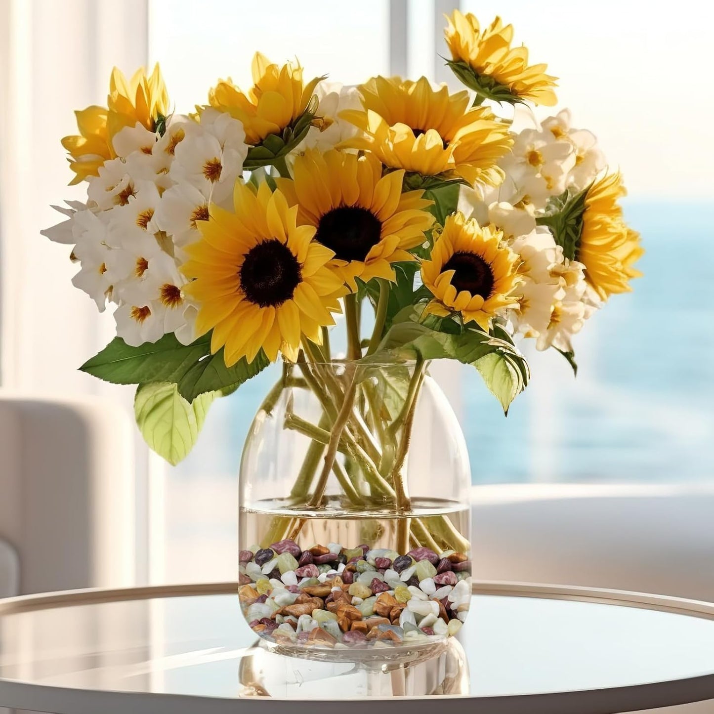 2.5 lbs Pebbles for Indoor Plants, Succulent Rocks, 3/8" Polished Pebbles for Bamboo, Vase, Terrarium, Natural Decorative Small River Rocks for Crafts, Cactus, Outdoor Garden Landscaping