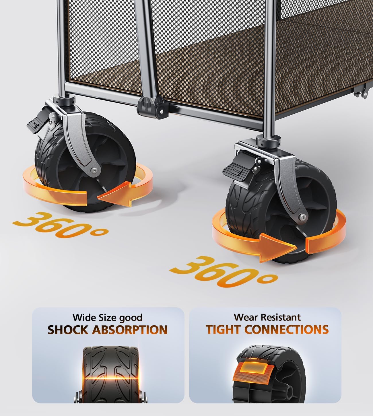 Foldable Wagon Cart,Everyfun 480Lbs Double Decker Wagon,Beach Carts with Big Wheels&Side Pocket&Dustbag,Large Capacity Folding Wagon for Shopping,Garden,Camping,Fish,New Wave Sports Wagon-Brown