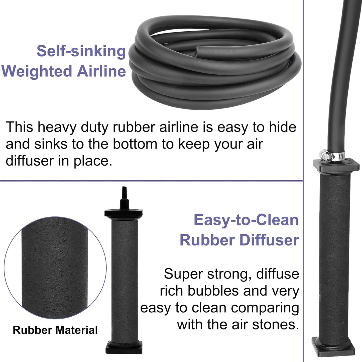 AquaMiracle Koi Pond Aerator Pond Air Pump with Self-Sinking Airline Rubber Air Diffuser, Air Flow Control Pond Deicer All-in-One Pond Aeration Kit for Outdoor Pond 5,000-10,000 Gallons