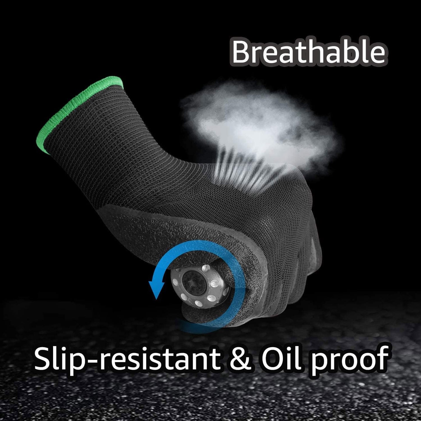 Evridwear Crinkle Latex Rubber Hand Coated Safety Work Gloves for Men Women General Multi Use Construction Warehouse Gardening Assembly Landscaping (XL-Size) 12 Pairs Pack