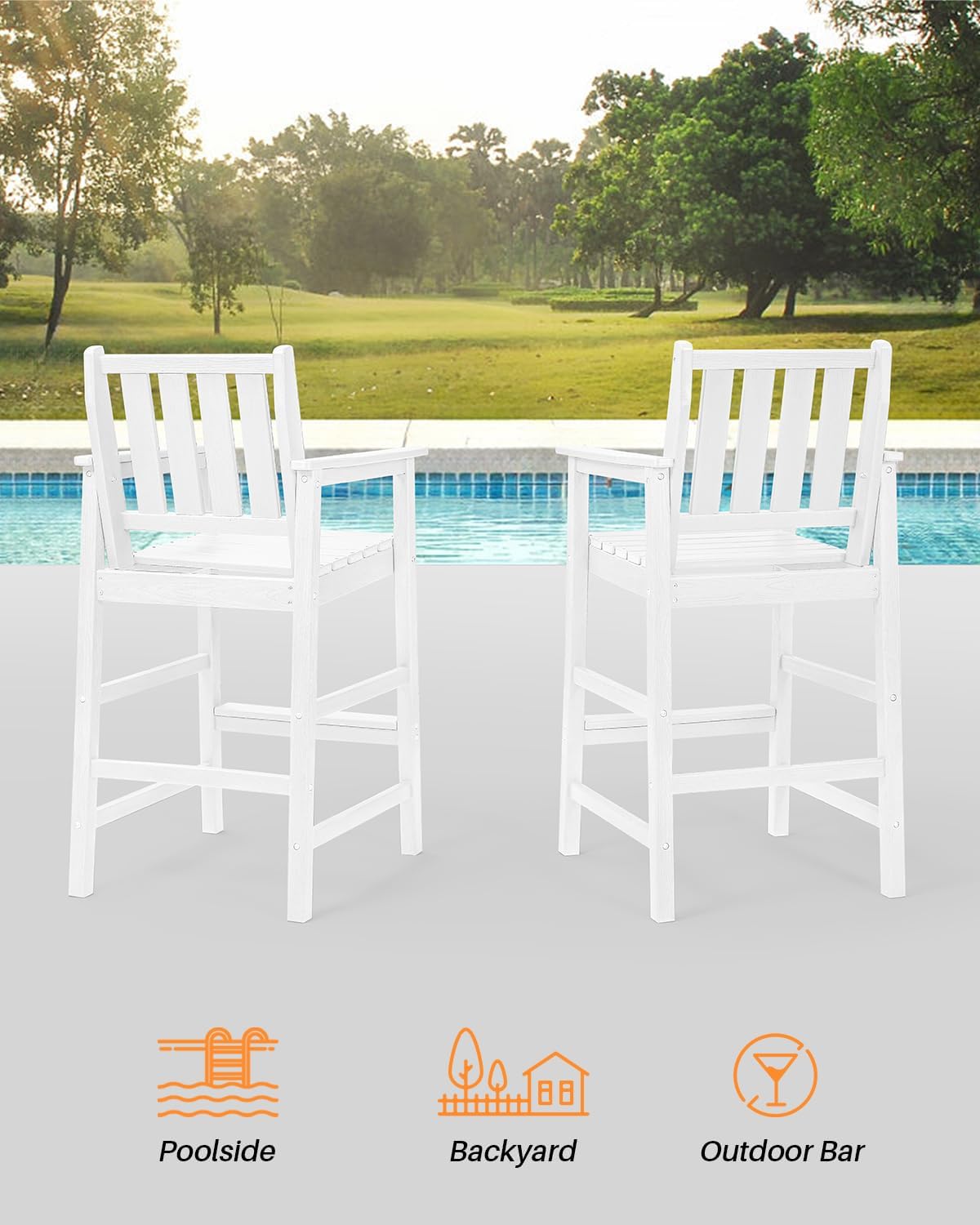 5 Pieces Adirondack Bar Chairs Set, HDPE Patio Bar Height Table and Chairs, Tall Adirondack Outdoor Bar Stools Set, HDPE Patio Bar Sets Furniture for Garden, Poolside, Bistro, Pearl