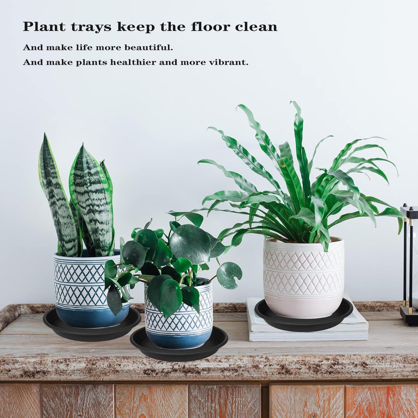 2 Pack of 19 inch Plant Saucer, 2.4" Depth Large Plant Saucer, Heavy Sturdy Plant Drainage Tray for Indoors, Bird Bath Bowls, Sturdy 18 inch Plastic Pot Tray for Planter 15-19"(Black)