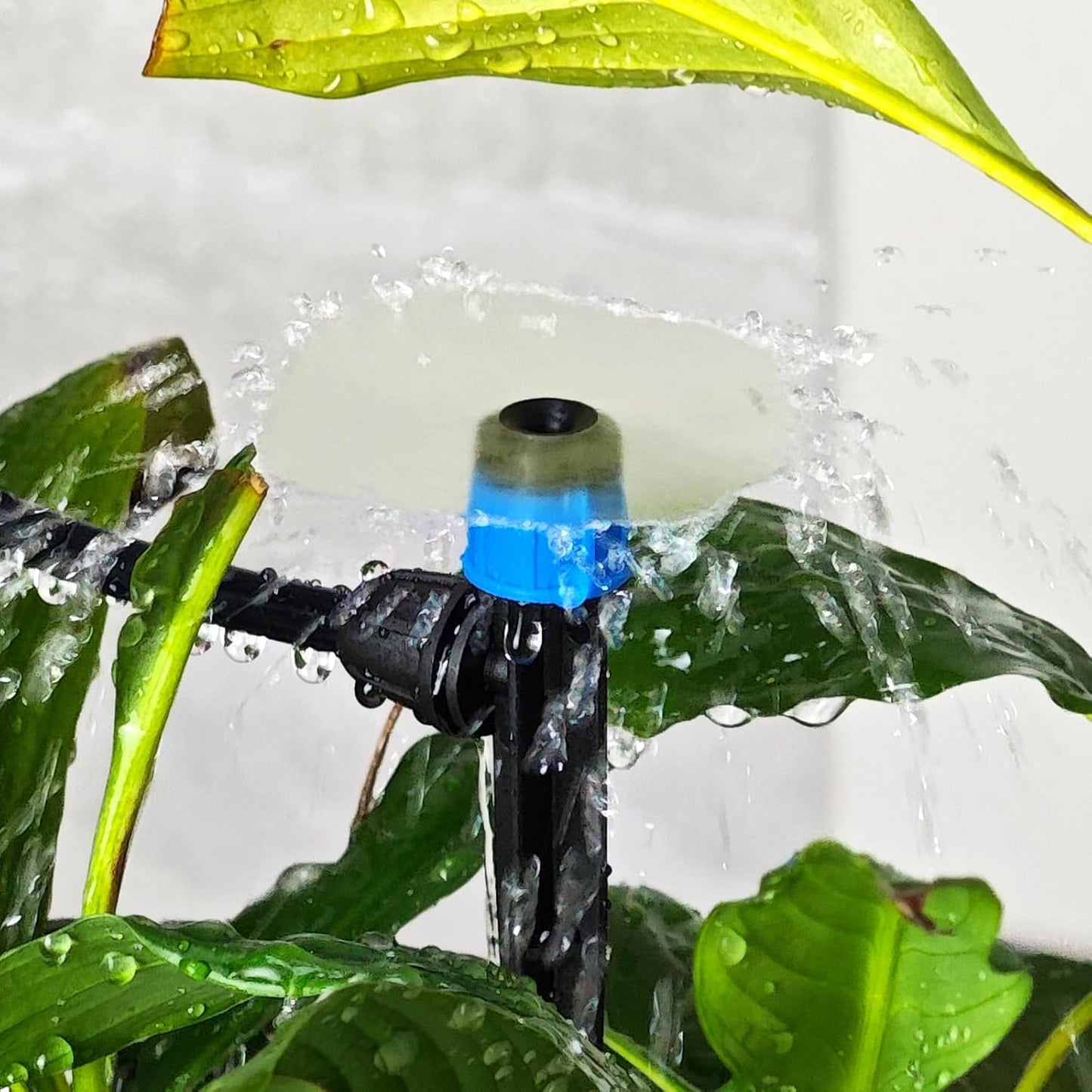 55 Pieces Drip Emitters Fan Shape with Stake for 1/4" Irrigation Tubing: Adjustable 360 Degree Water Flow Irrigation Universal Vortex Sprayer On 5" Stake Drip Pipe Sprinklers Fittings