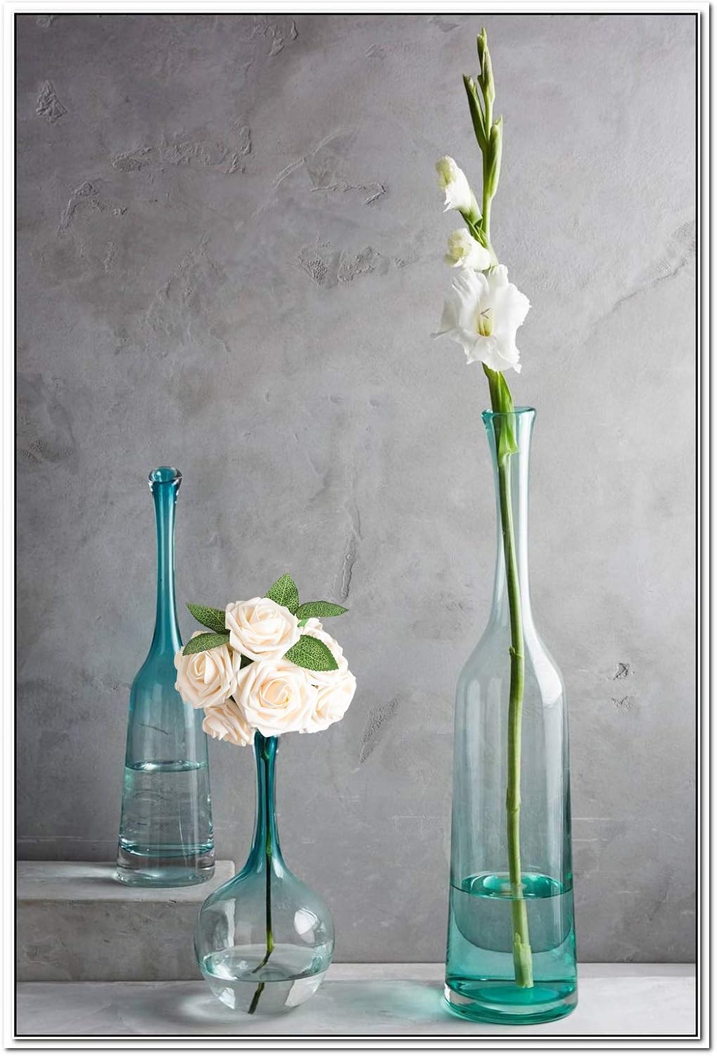 AmyHomie Artificial Flower Champagne Rose 25pcs Real Looking Fake Roses w/Stem for DIY Wedding Bouquets Centerpieces Arrangements Party Baby Shower Home Decorations