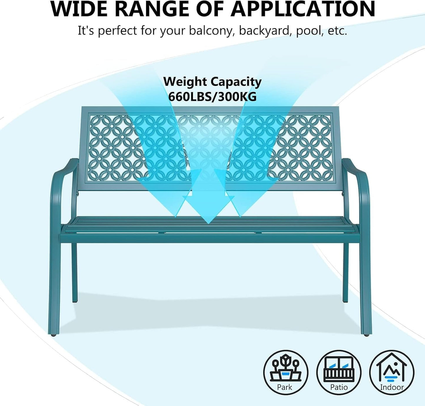 Grand patio 50" Outdoor Bench Garden Bench with Armrests Bench for Outdoors Lawn Yard Porch Lake Shore