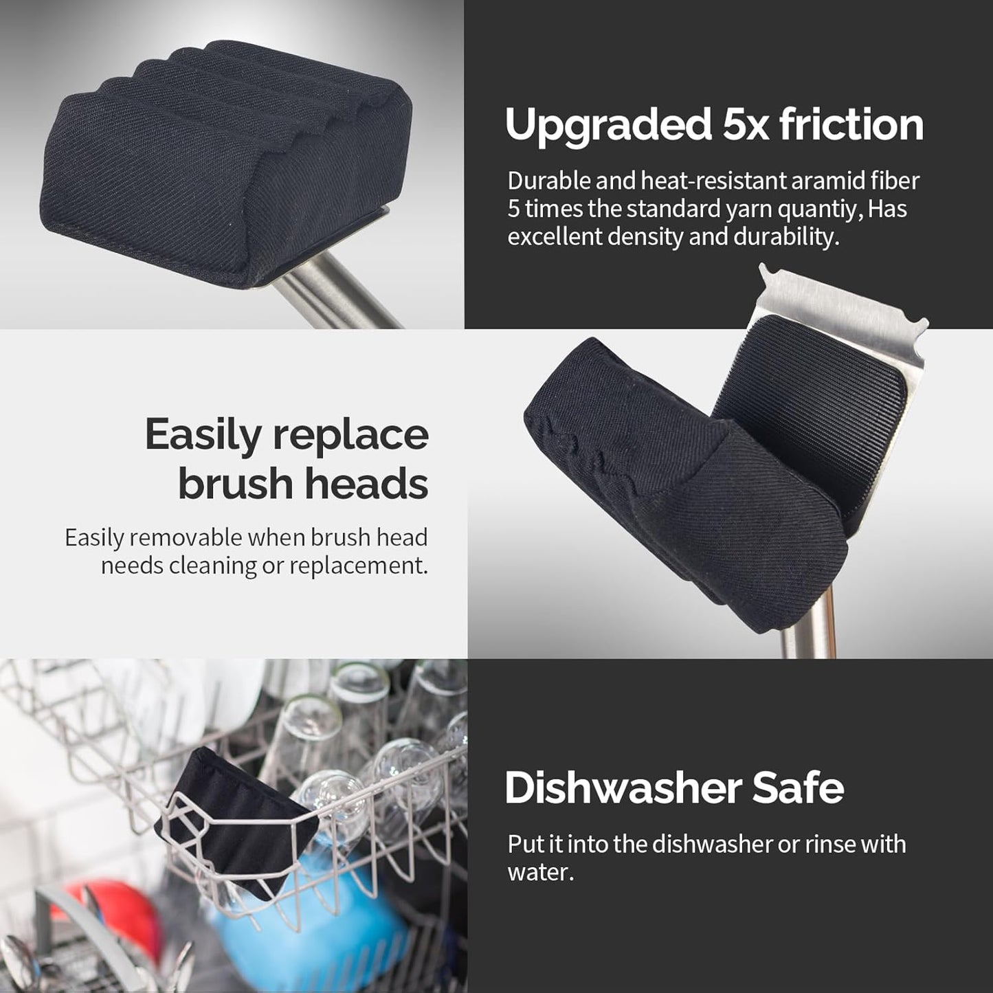 Grill Brush Bristle Free,Unique Wave pad for Cast Iron/Stainless-Steel Grates, (Only Replaceable Cleaning Head No Grill Brush)