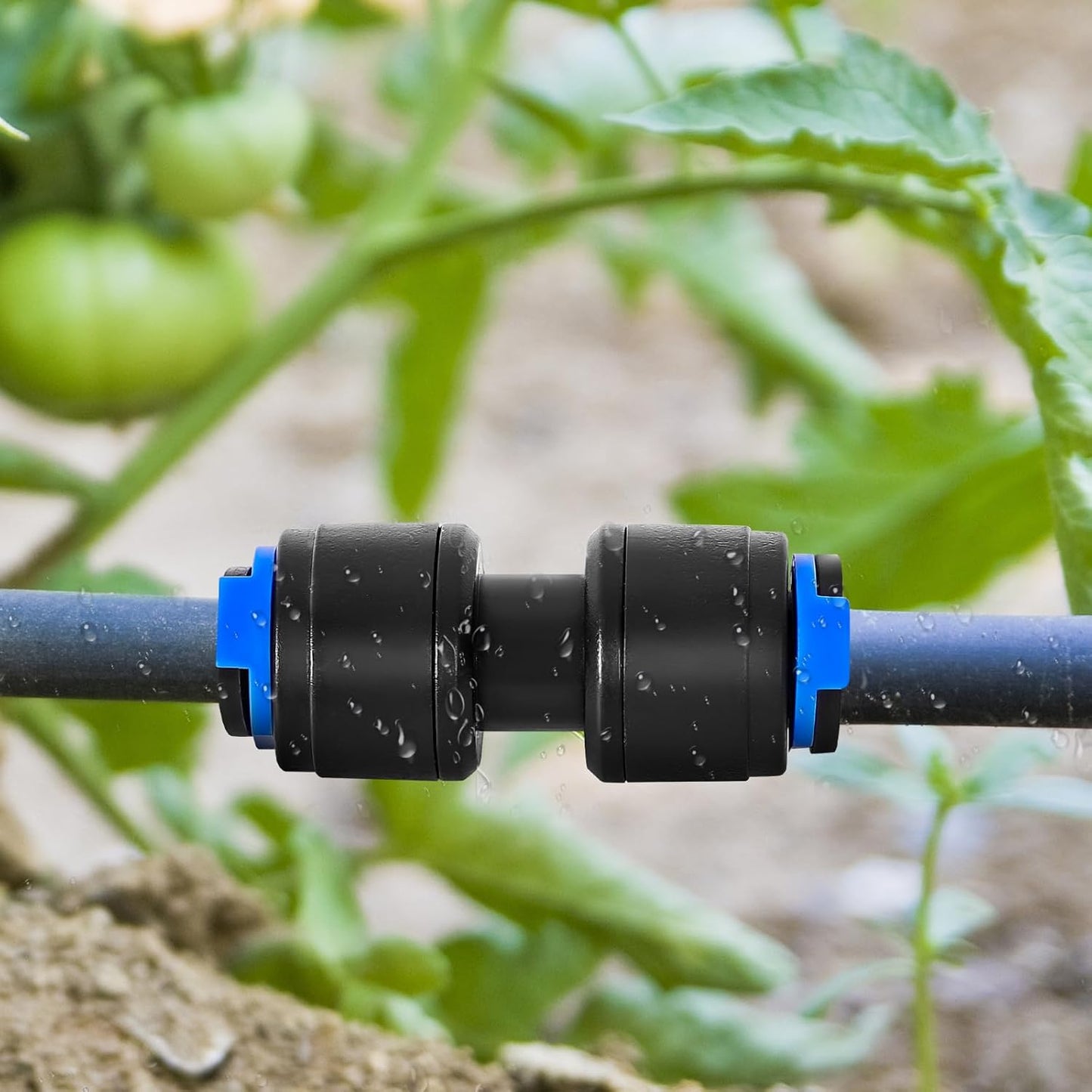 20 Pack 1/4" Drip Universal Straights Fitting Connectors, Quick Connect Universal Drip Irrigation Tubing Coupling Valve, Connector Locking Fitting for Sprinkler or Drip Irrigation System