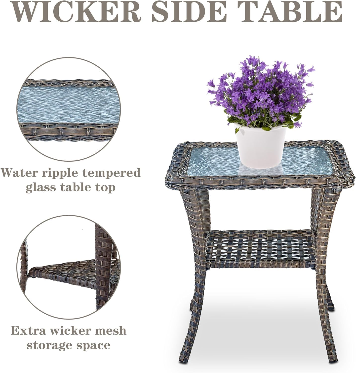 6 Piece Patio Conversation Sets - Wicker Patio Furniture Sets with Outdoor Swivel Rocker Chairs Outdoor Couch Perfect for Deck Patio Backyard, Brown Wicker Grey Cushion