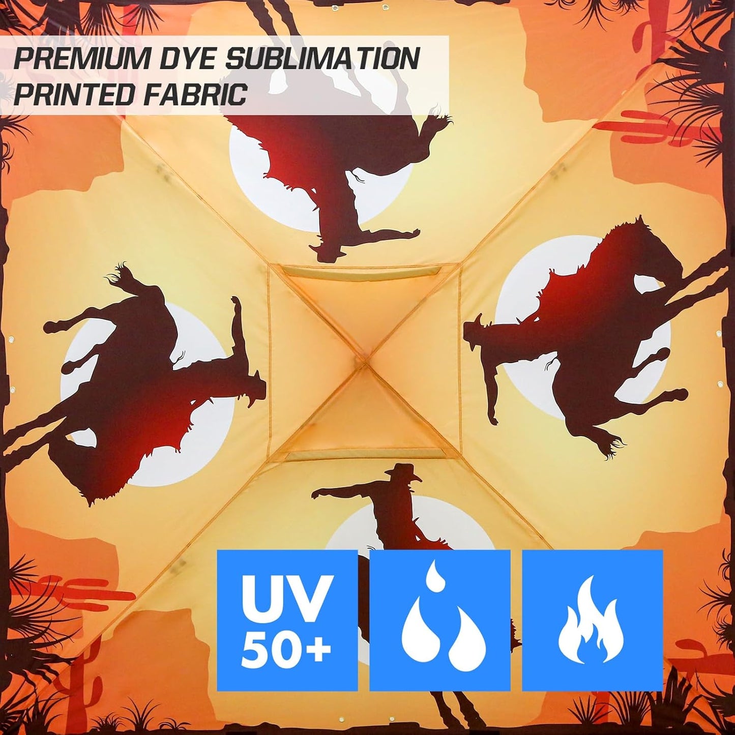 EAGLE PEAK Pop Up Canopy Tent with Wheeled Carry Bag, 8 Stakes, 4 Ropes, 4 Weight Bags, Easy Set Up Tent Canopy, 10x10 ft, 100sqft of Shade, Cowboy