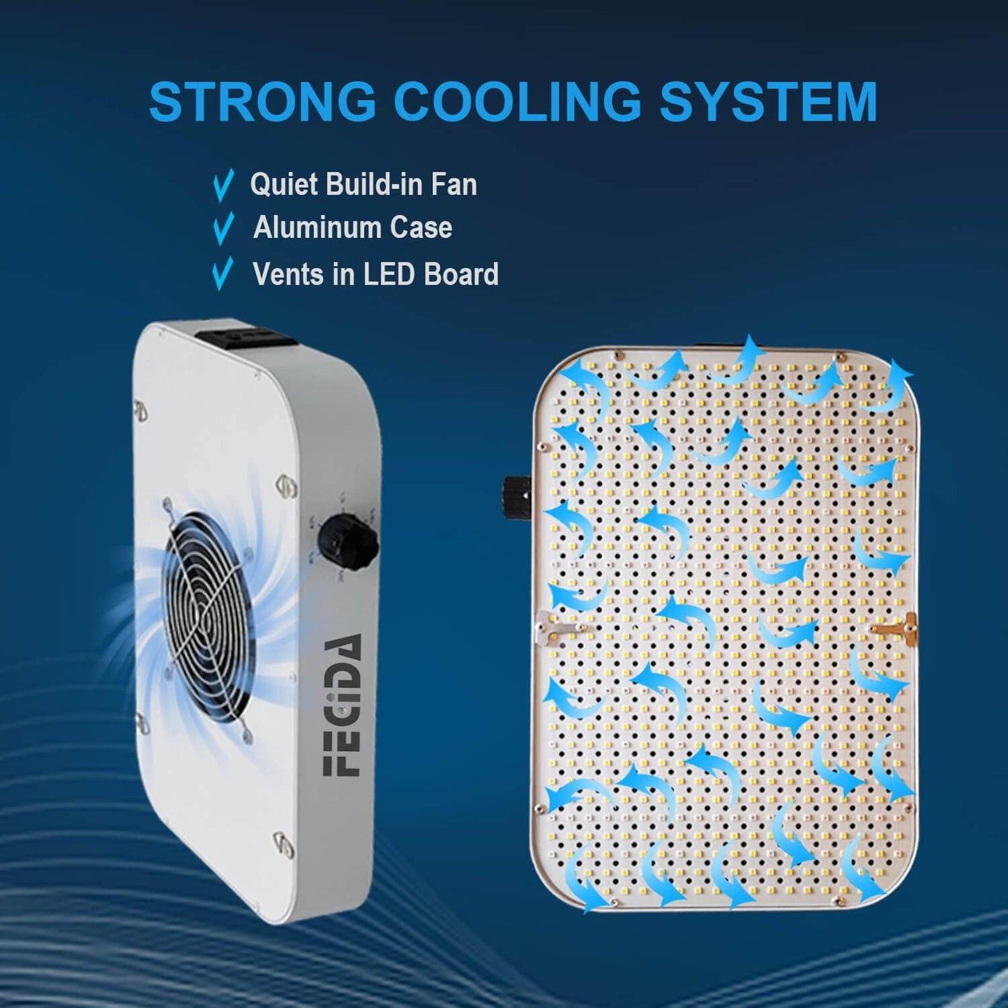 FECiDA Dimmable LED Grow Light for Seed Starting Seedlings Veg, UV-IR Included Full Spectrum Grow Lights for Indoor Plants, 2025 Best Grow Tent Light, Daisy Chain Function & Quiet Build-in Fan