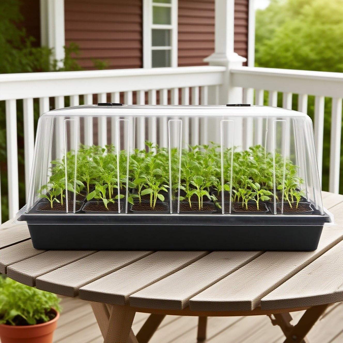 4-Pack 1020 Seed Starter Trays with 7.3'' Humidity Domes & 2-Pack Heat Mats – Heavy-Duty Seedling Trays with Adjustable Domes & Waterproof Heating Mats for Optimal Germination & Cloning Propagation