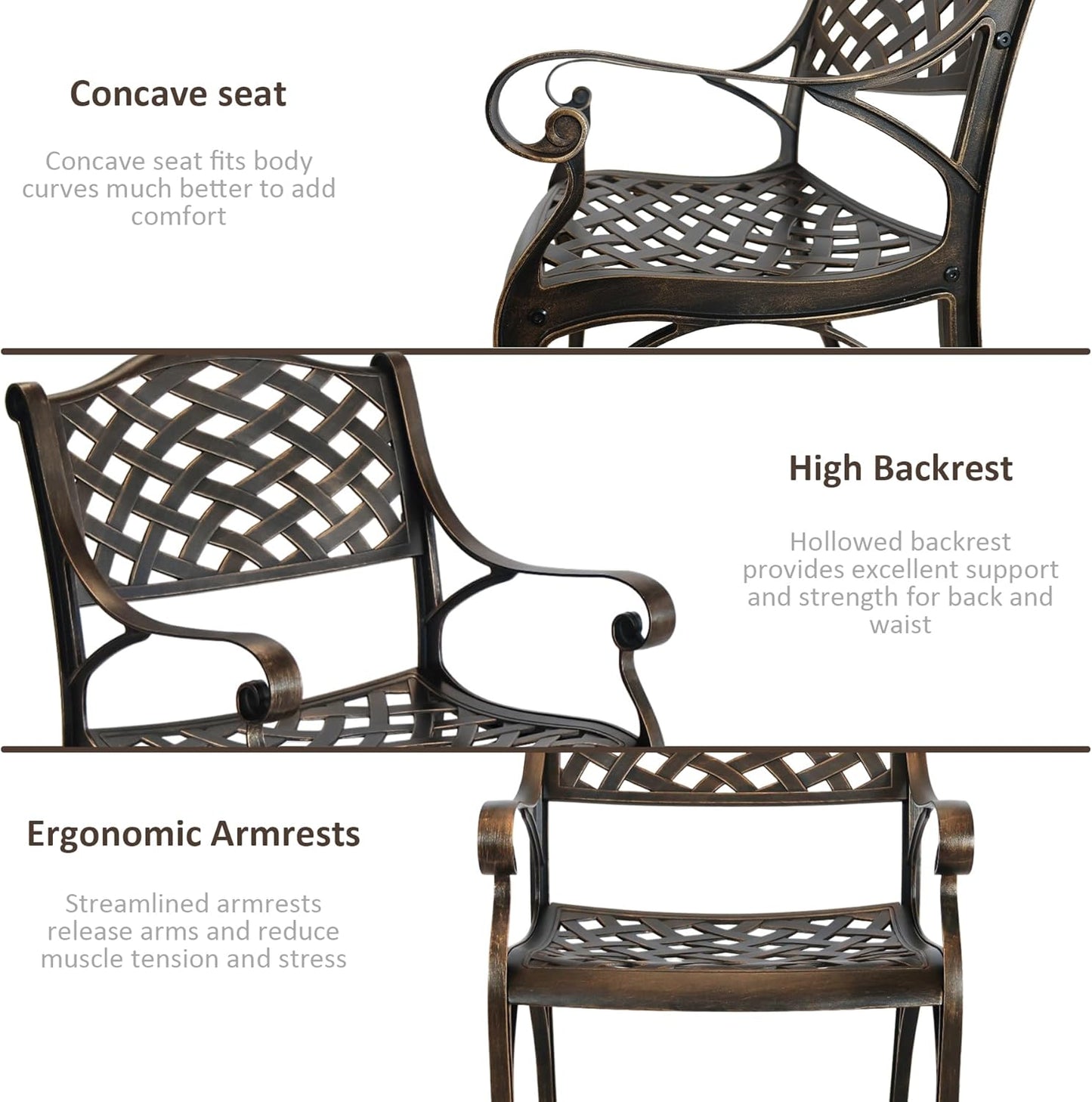 5 Piece Patio Dining Set, 58.66" All-Weather Metal Outdoor Table and Chairs Set of 4, Cast Aluminum Patio Furniture Set for Patio, Garden, Backyard, Balcony