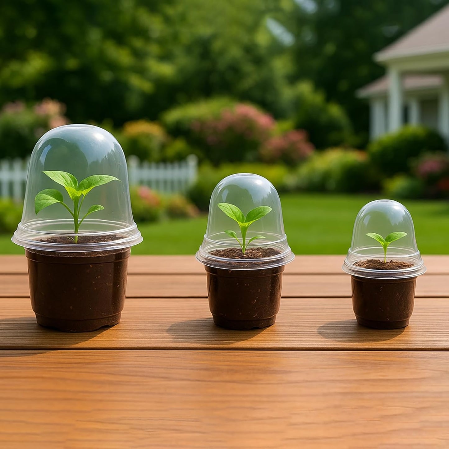 36 Packs 5/4/3.5 Inch Clear Nursery Pots with Humidity Domes, Transparent Plant Pots with Drainage Holes, Variety Pack Seed Starting Pots for Succulents, Flowers and Cactus