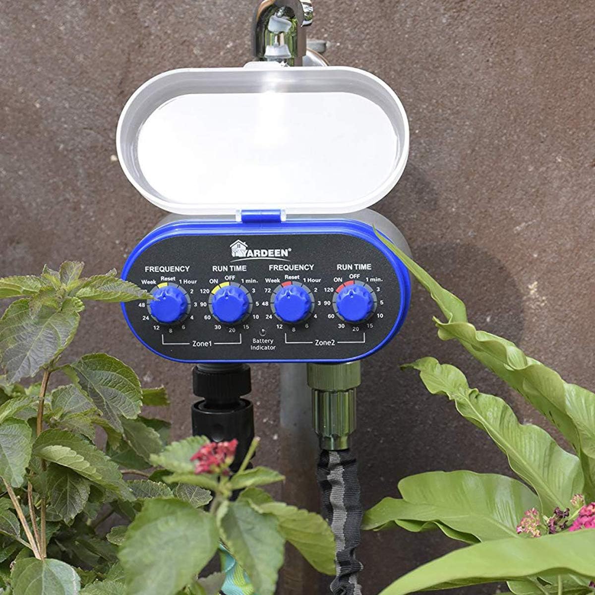Dual Outlet Water Timer Irrigation Controller System, No Water Pressure Required