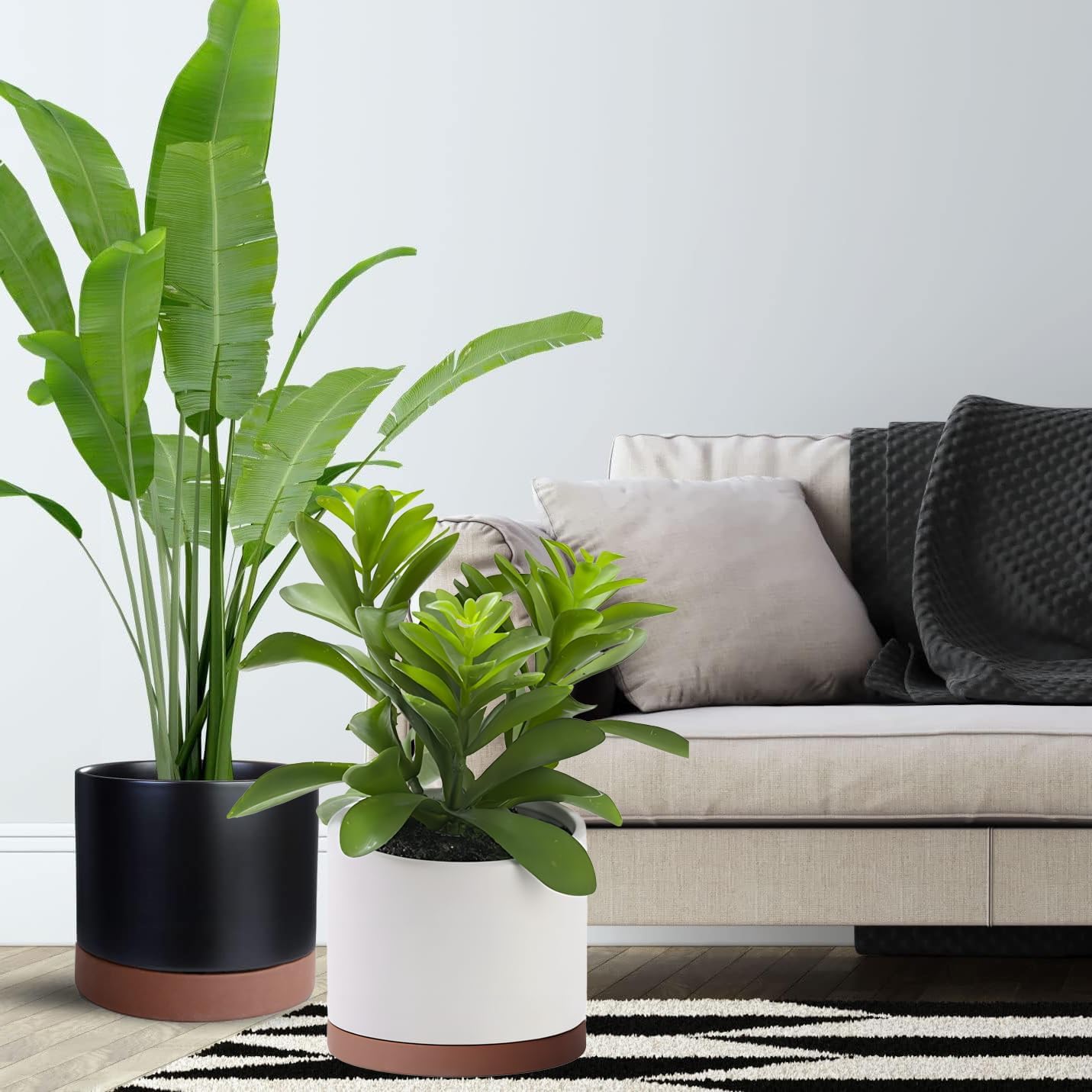 2 Pack Ceramic Plant Saucer Pot Tray 8 Inch, Planter Saucers 4 5 6 7 8 9 10 11 12 13 Inch for Indoors Outdoor, Durable Sturdy Flower Drainage drip Water Tray for Glazed Pots Base (8.5 Inch-Brown)