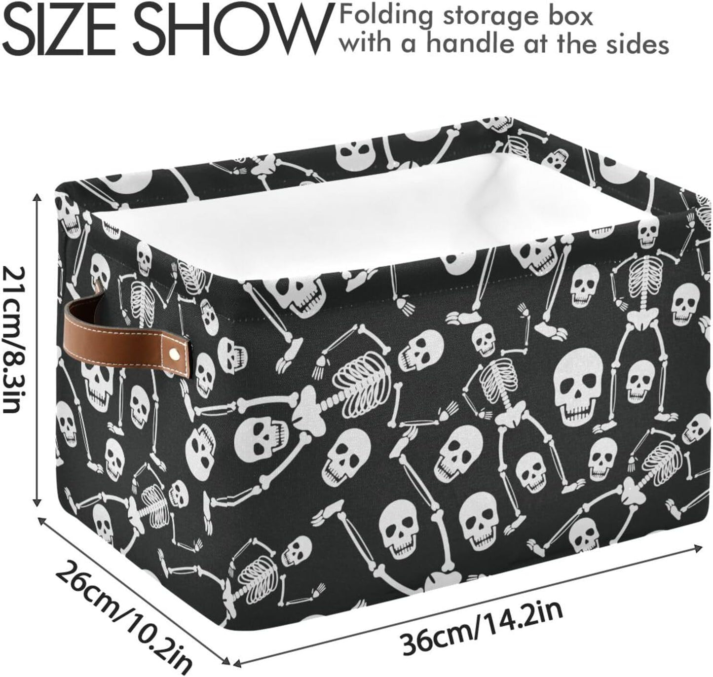 Skull Rectangular Storage Basket Organizer Bin Shelf Baskets For Clothes Gifts For Home Office Dorm