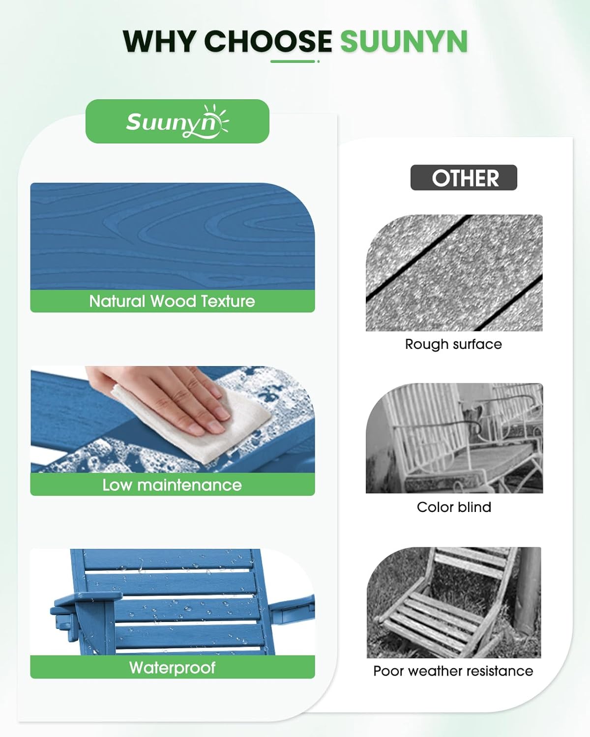 Adirondack Chairs Set of 2, Outdoor Fire Pit Chairs, HDPE All-Weather Adirondack Chairs with Cup Holder, Lawn Chair for Deck, Patio, Garden (NavyBlue)