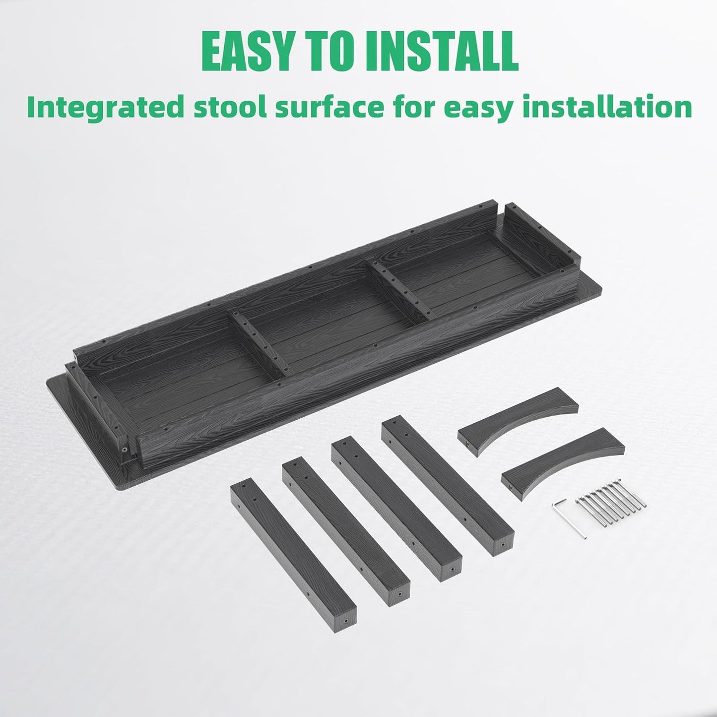 51" HIPS Outdoor Bench Weatherproof,All-Weather 2-Person Patio Dining Bench Holds up to 800LBS,Poly Lumber Garden Bench,Never Rot or Fade, Park Bench with Wood Grains for Porch, Garden, Deck, Entryway