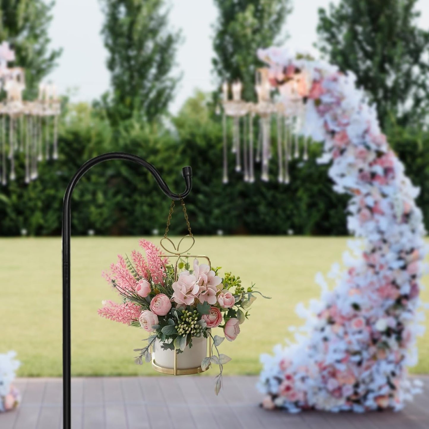 MIXXIDEA 4/8PK Heavy Duty Garden Shepherds Hooks for Outdoor, Premium Metal Shepherds Hooks, Height Adjustable Bird Feeder Hanger, Hanging Basket Hooks 37” Inch Tall Hanging Plant Hooks (4PK)