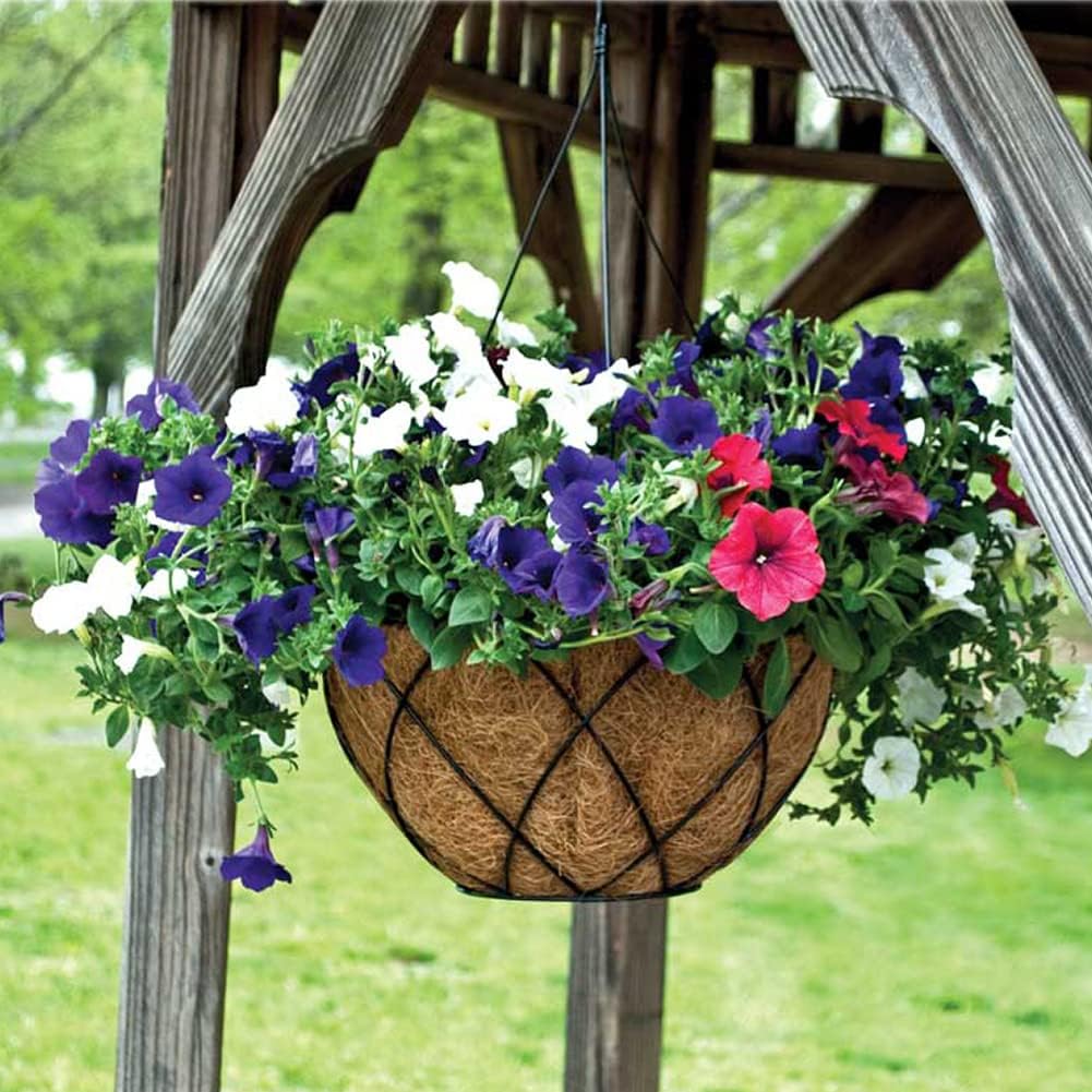 2PCS Hanging Basket Liners Coco Liner 8 Inch Round Coconut Coir Basket for Plants Replacement for Hanging Basket 100% Natural Coconut Fiber Plant Basket Liner for Garden Planter Flower Pot