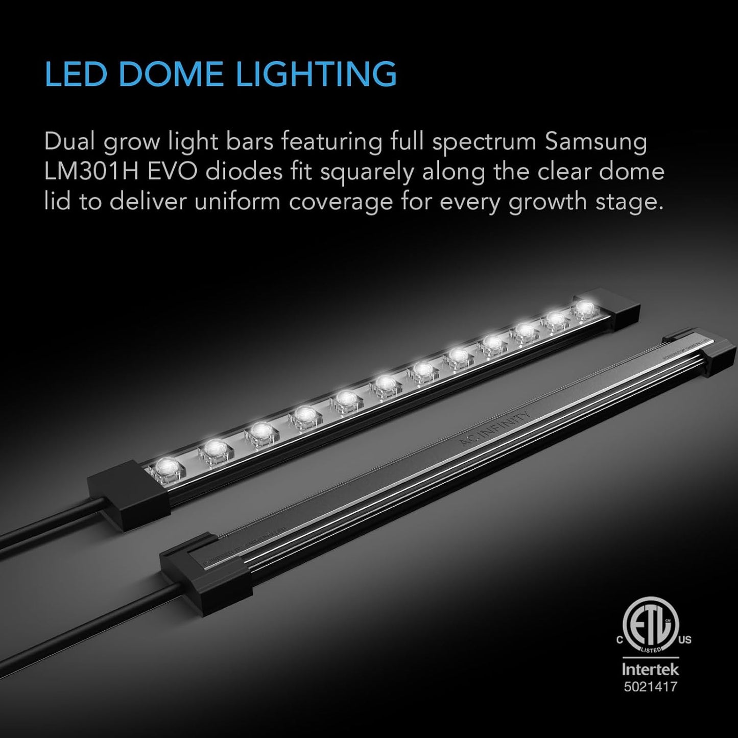 AC Infinity Heavy-Duty Humidity Dome 5x8 Germination Kit with Waterproof Seedling Mat, Full Spectrum LED Grow Light Bars, Samsung LM301H EVO Diodes, Vented Extension Panels, for Seed Starting