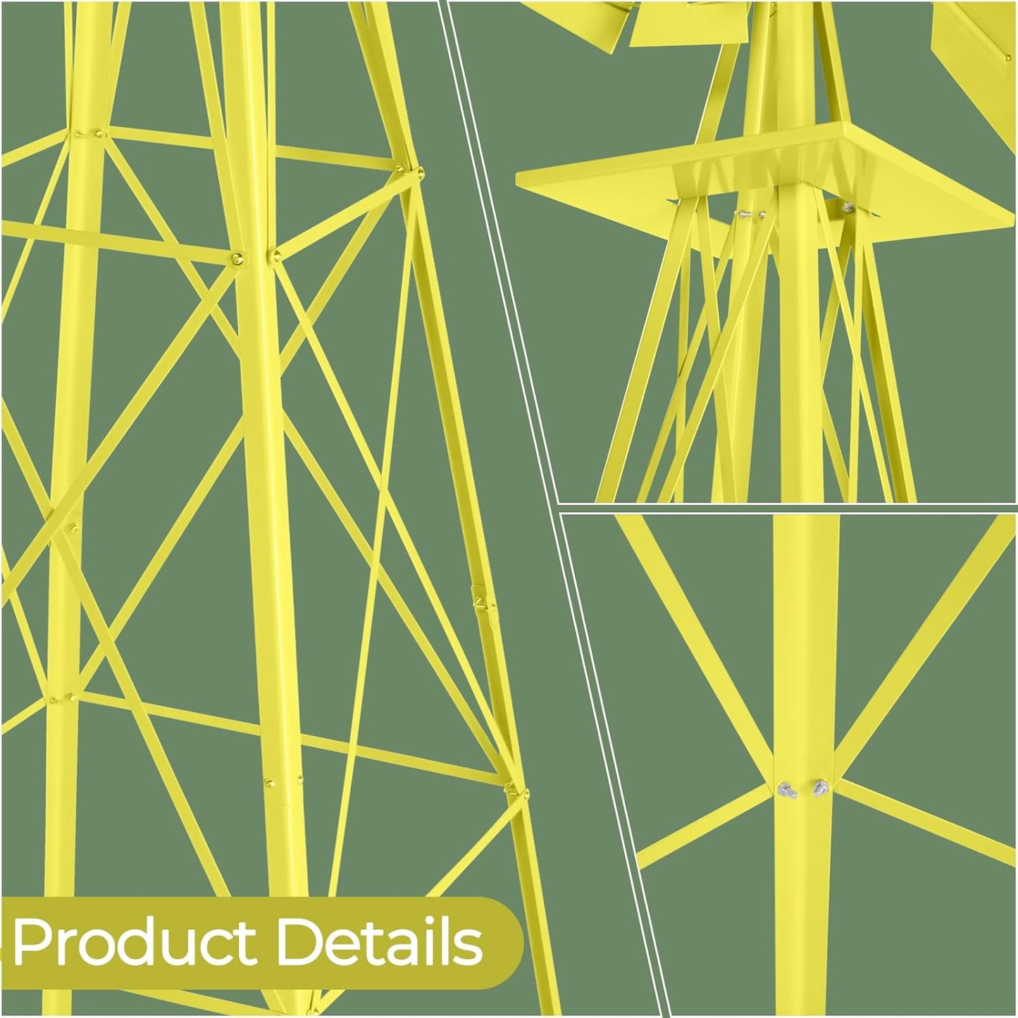 Outvita 8FT Ornamental Windmill for Yard, Heavy Duty Durable Metal Weather Vane Garden Decoration Weather Resistant for Garden, Farm, Seaside