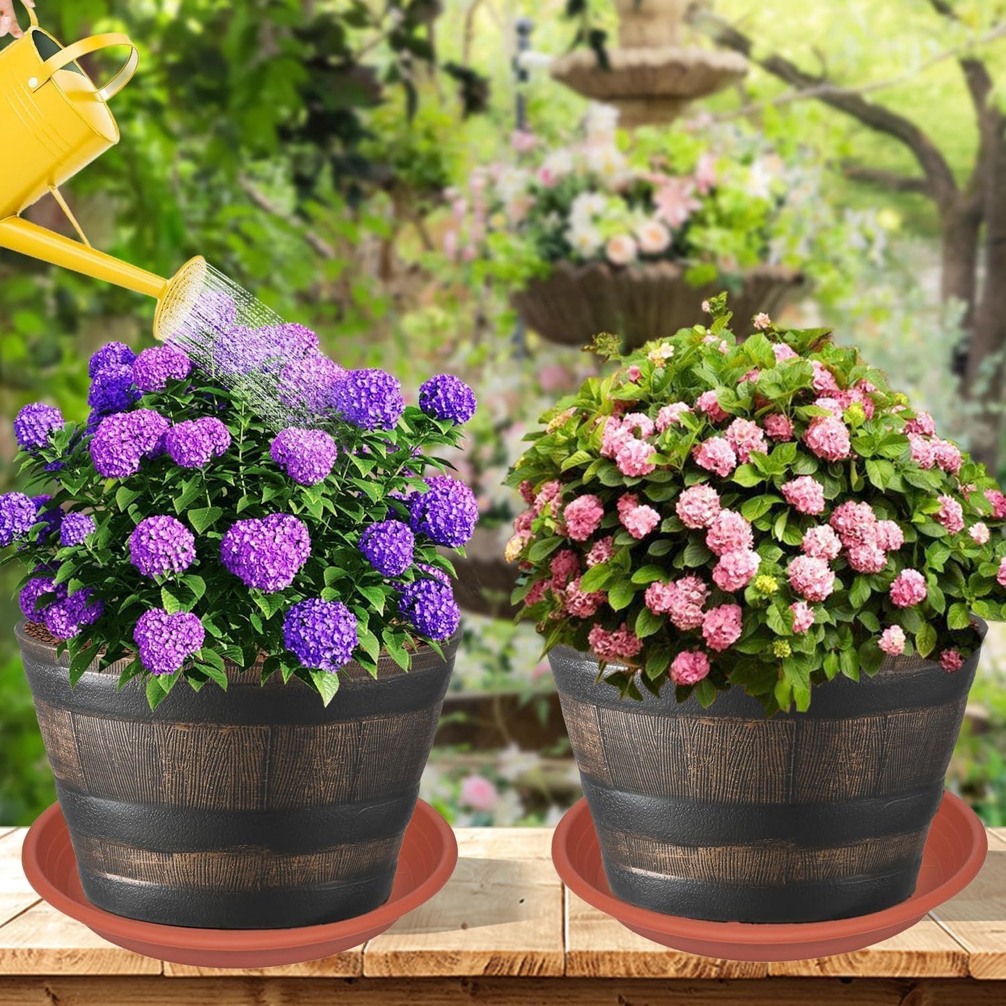 2 Pack of Plant Saucer 12 inch, 12 inch Plastic Plant Drip Trays, Heavy Duty Plant Trays for Indoors no Holes, Plant Water Tray for Planters (Terracotta)