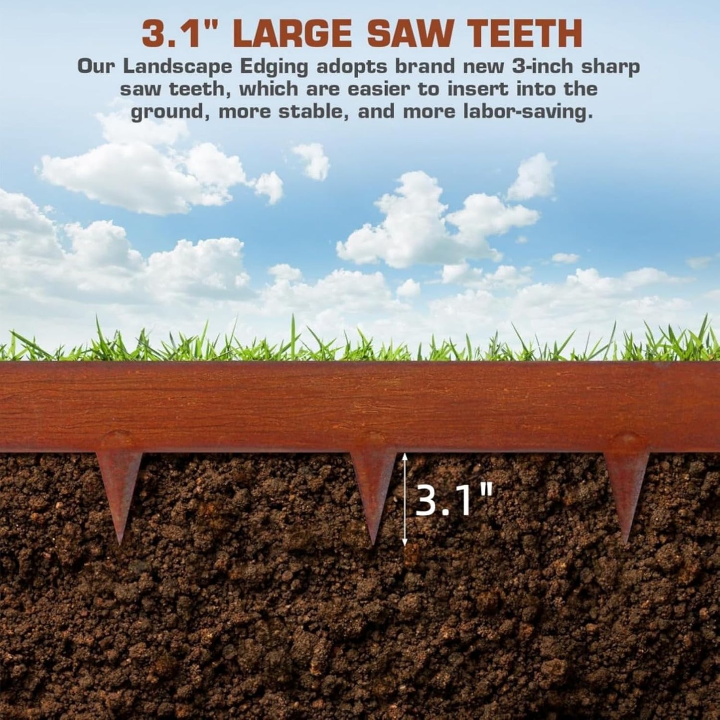 42" L X 9.4" H Corten Steel Landscape Edging, 6 Pack Hammer in Landscape Edging,Garden Edging Border for Lawn, Flower Bed, Yard (Rust-Colored)