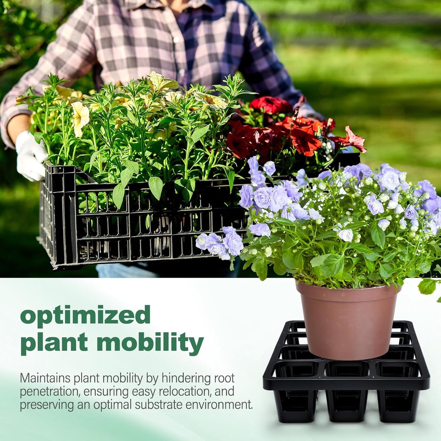 7 Pcs Pot Holder Plant Stands 30 Gallons Large Capacity Outdoor Stands for Pots and Grow Bags Polypropylene Flowerpot for Improved Drainage and Aeration