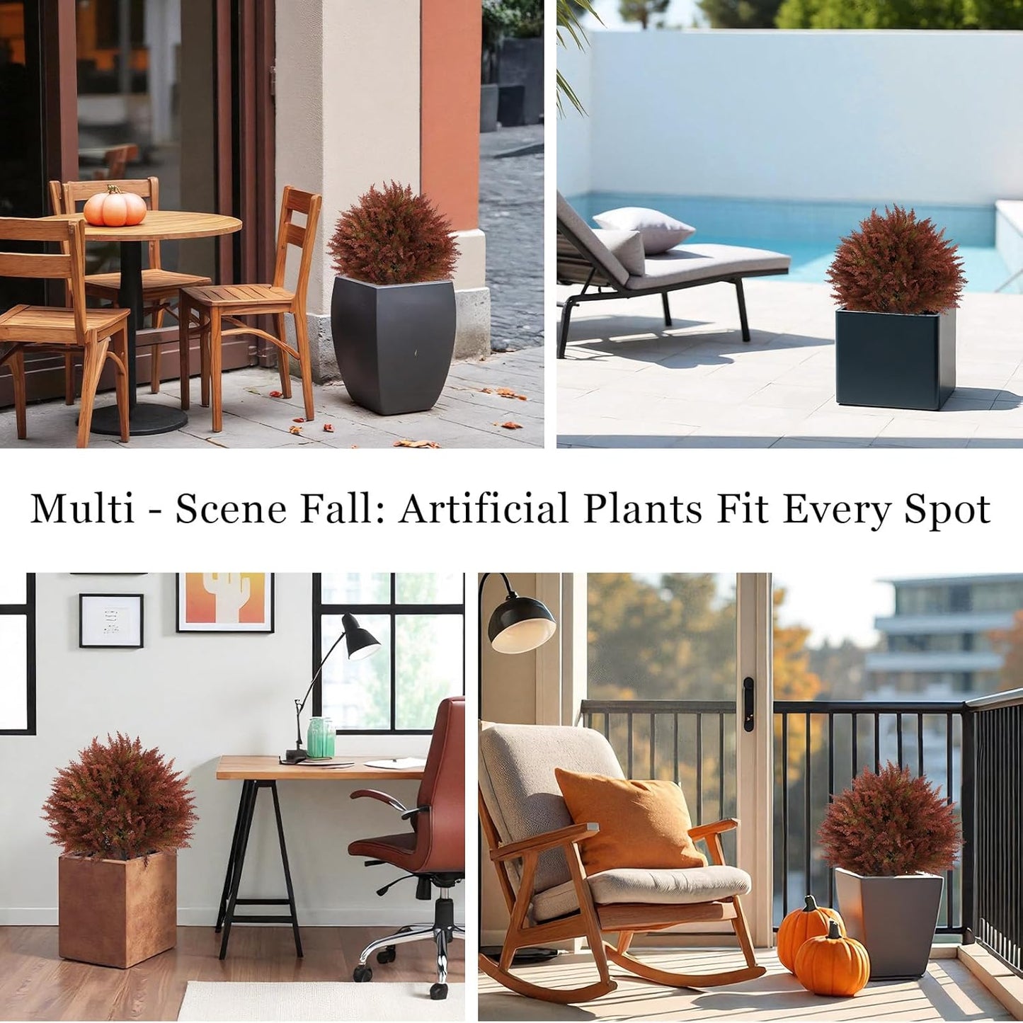 24" Artificial Cedar Topiary Ball Bushes, Set of 2 UV Resistant Fake Trees Outdoor Shrubs with Stake, Weatherproof Faux Plants for Planter, Front Porch, Garden, Yard, Patio Fall Decor