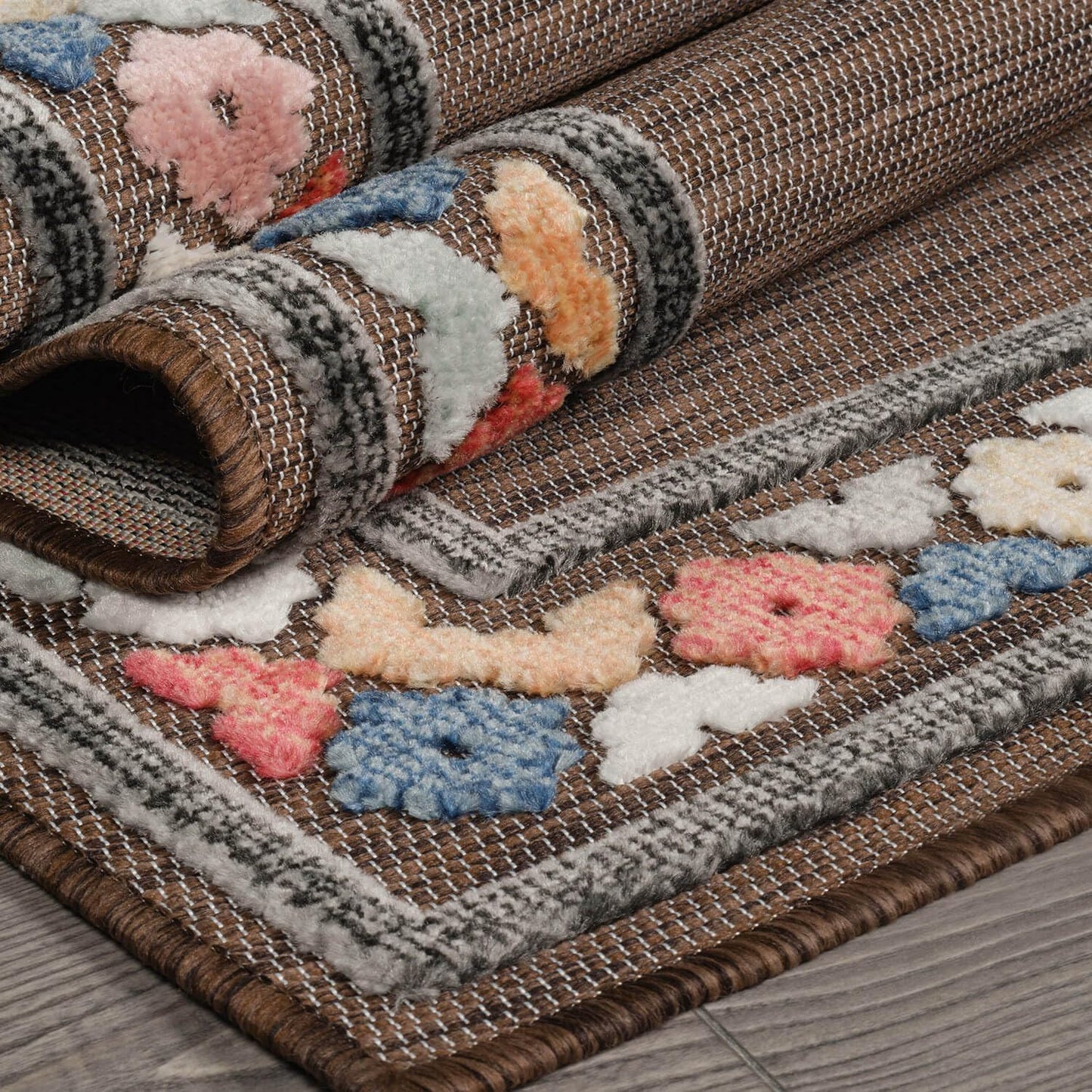 Beverly Rug Outdoor Rug 10x14 Modern Bordered Large Area Rugs for Indoor and Outdoor Patio Easy to Clean Non Shedding Living Room Porch Garden Washable Outside Carpet (10 x 14 Brown)