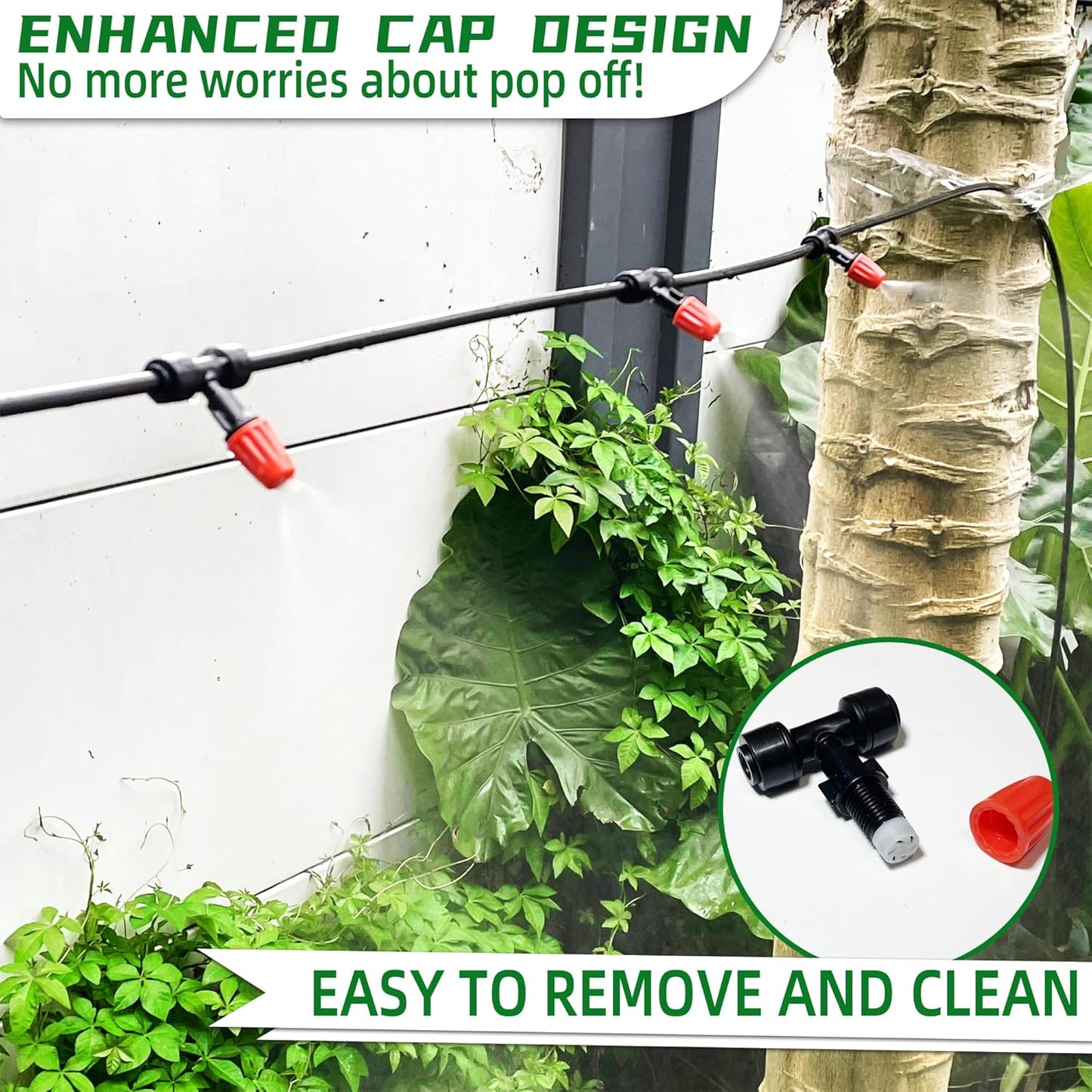 20PCS Push-to-Fit Drip Irrigation Micro Spray Emitters for 1/4 inch Irrigation Tubing, Three-Way Adjustable Atomizing Nozzle, Irrigation Dripper Sprinklers for Garden Greenhouse Agricultural