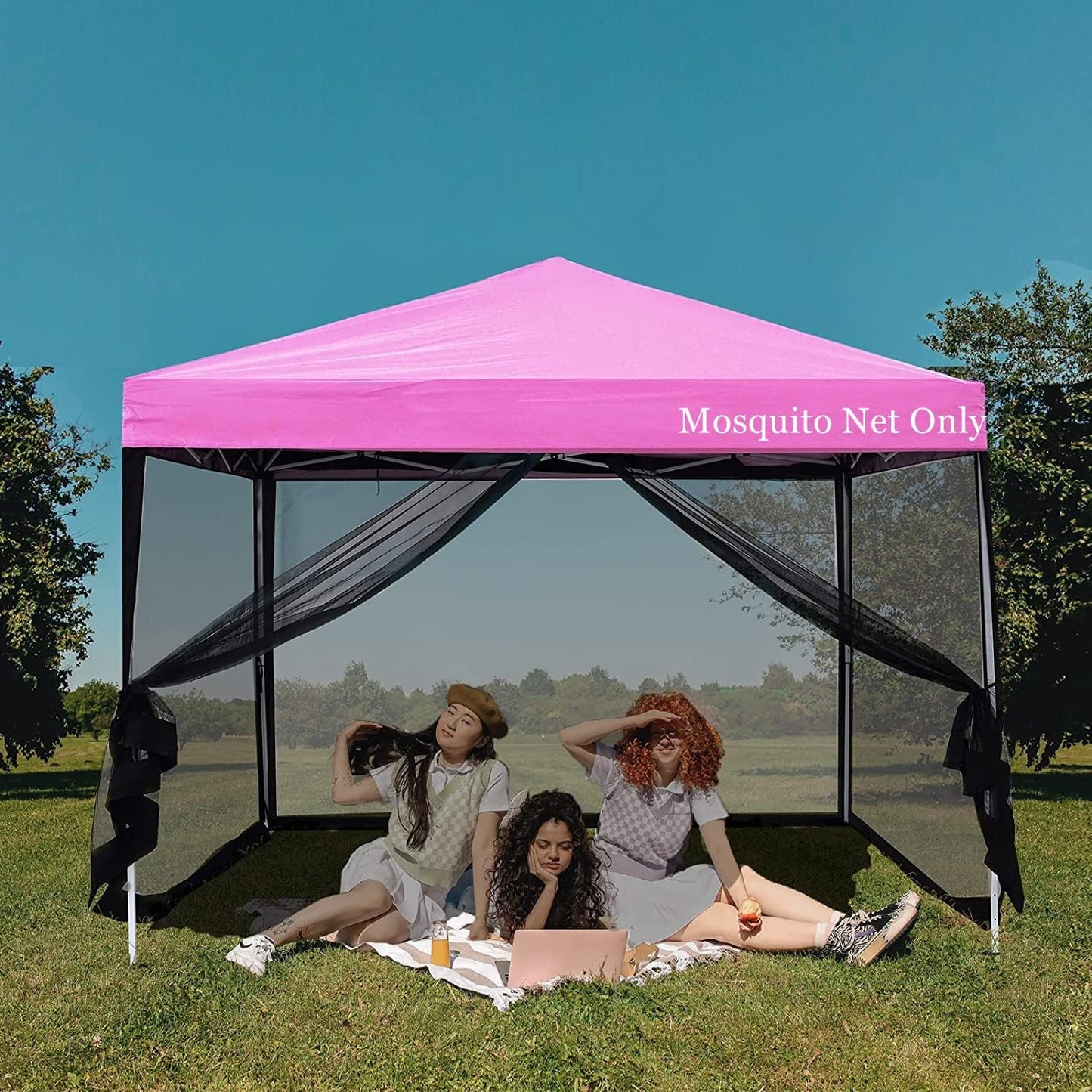 10x10 Mosquito Net with Zipper for Patio Camping Gazebo and Canopy Tent, Outdoor Gazebo Replacement Mosquito Netting Tent Screen Wall, Ultra Fine Mesh(Only Net No Frame)