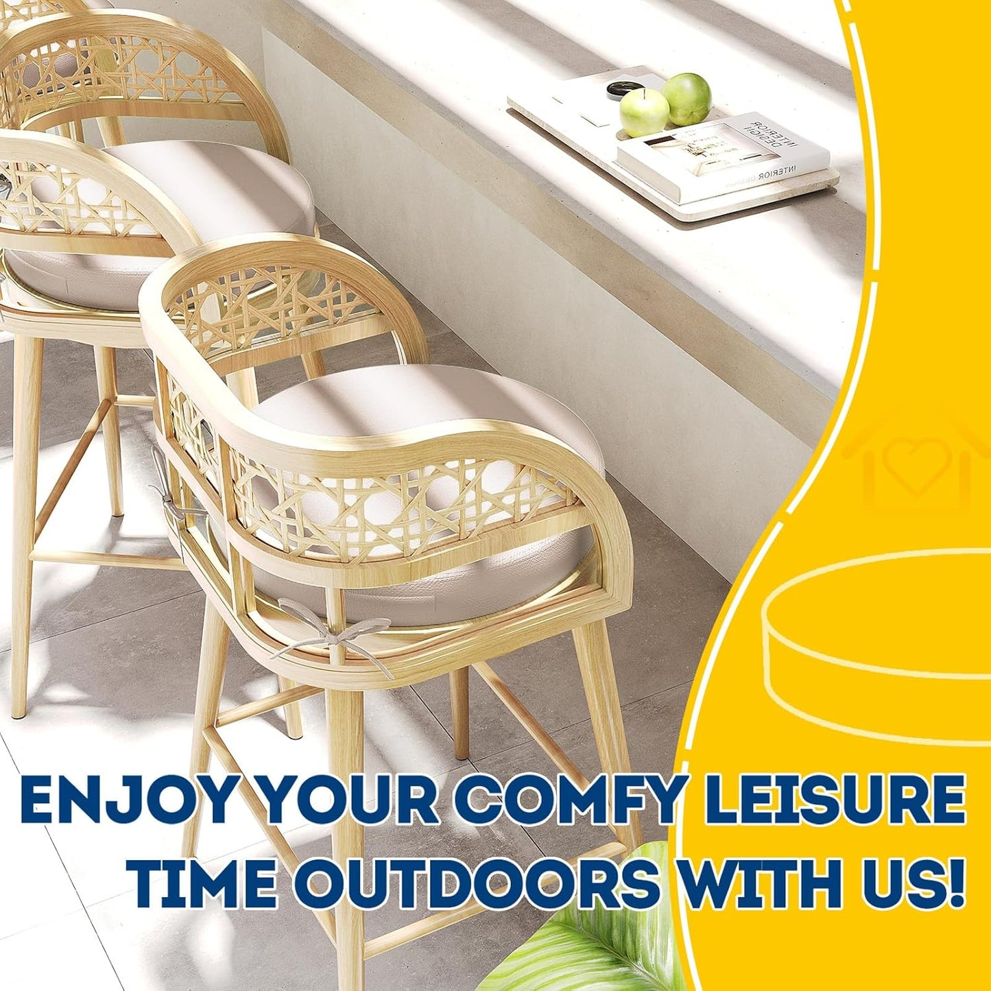 AAAAAcessories Outdoor Seat Cushions for Chairs, Waterproof, Fade-Resistant Patio Furniture Replacement Cushions, 15" x 15" x 2", Set of 2, Khaki Beige