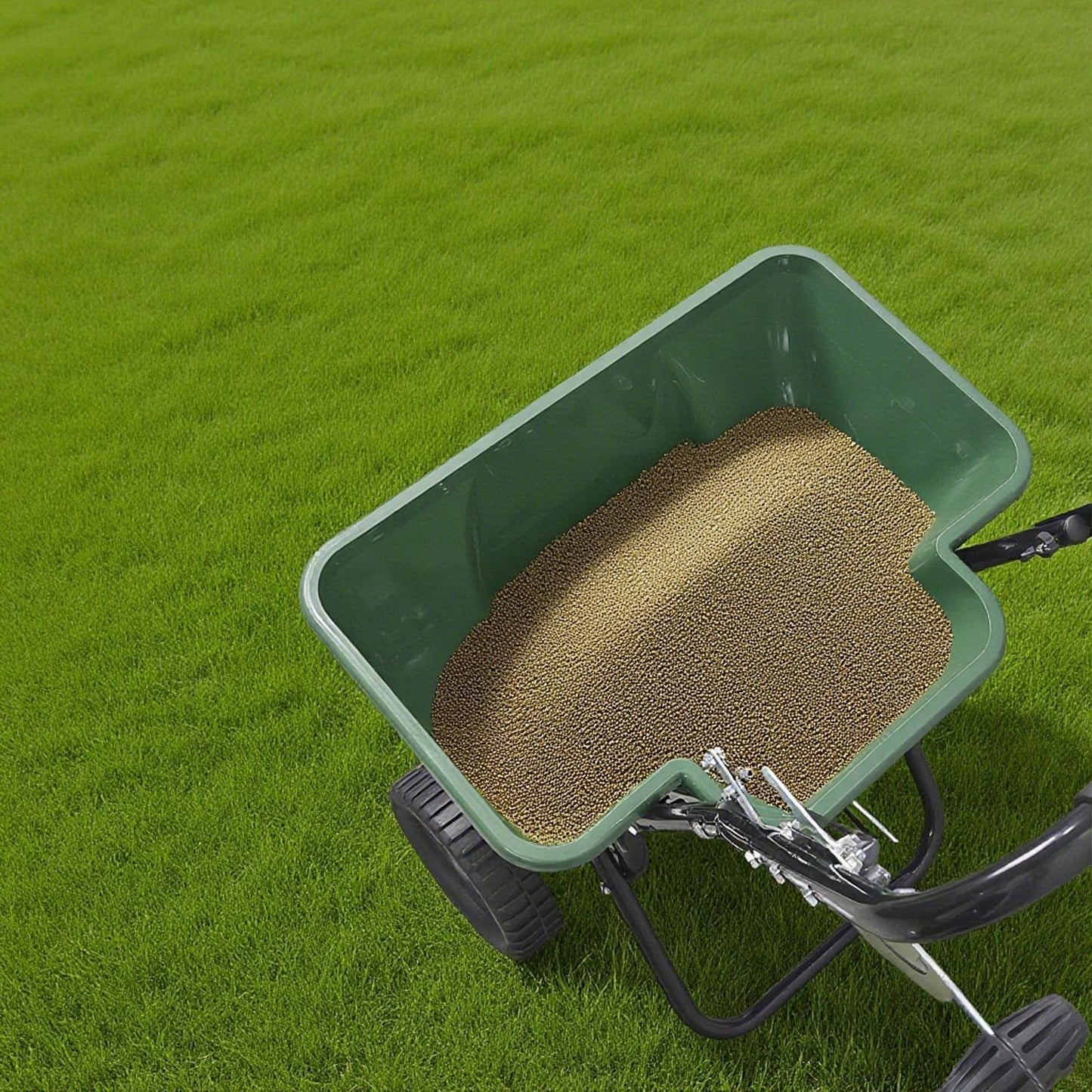 80LB Walk-Behind Broadcast Spreader for Seed,Fertilizer,Salt,Ice Melt, Fertilizer Spreader with Adjustable Drop Rate, Seed Spreaders for Lawns