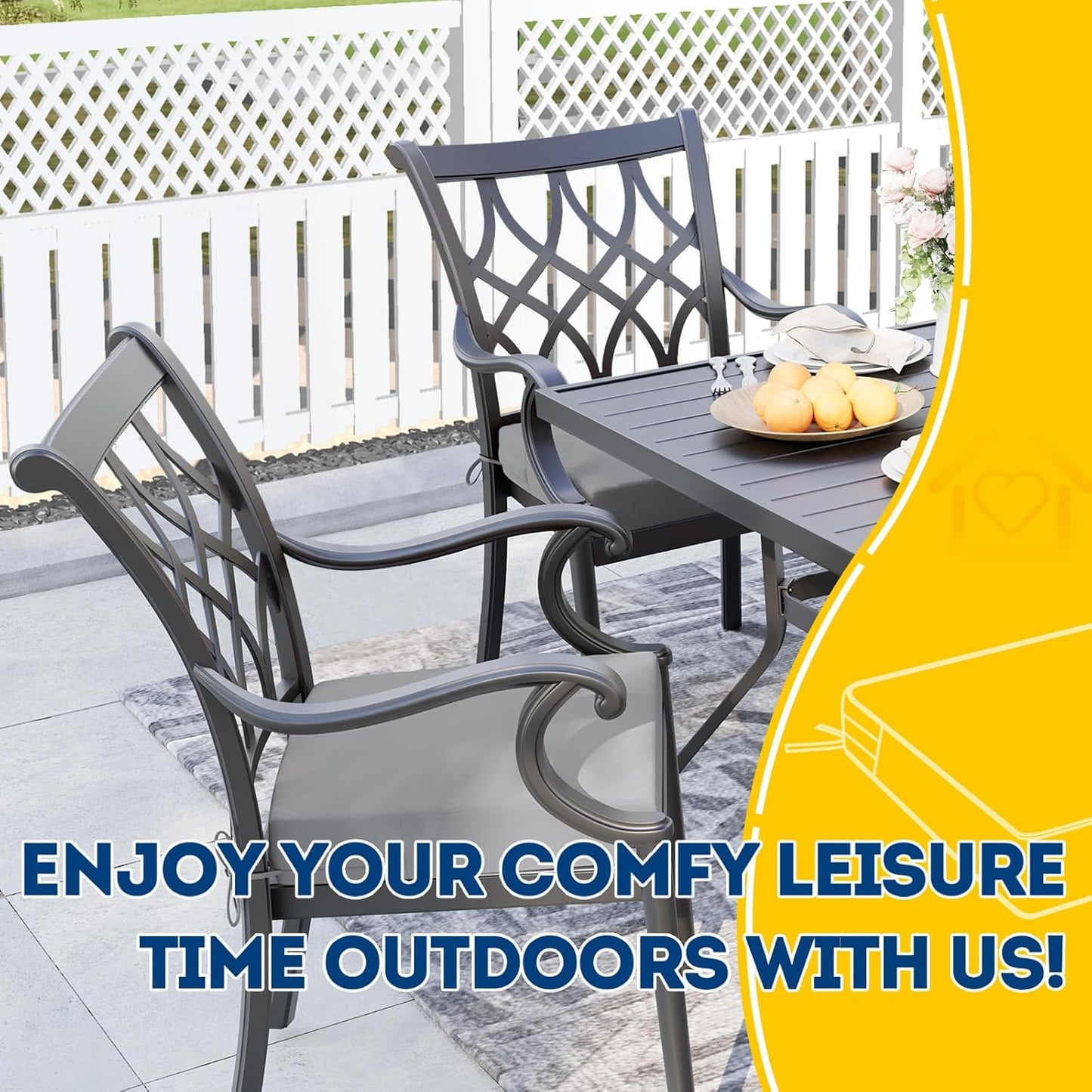 AAAAAcessories Outdoor Seat Cushions for Chairs, Waterproof, Fade-Resistant Patio Furniture Replacement Cushions, 20" x 18" x 3", Set of 2, Gray