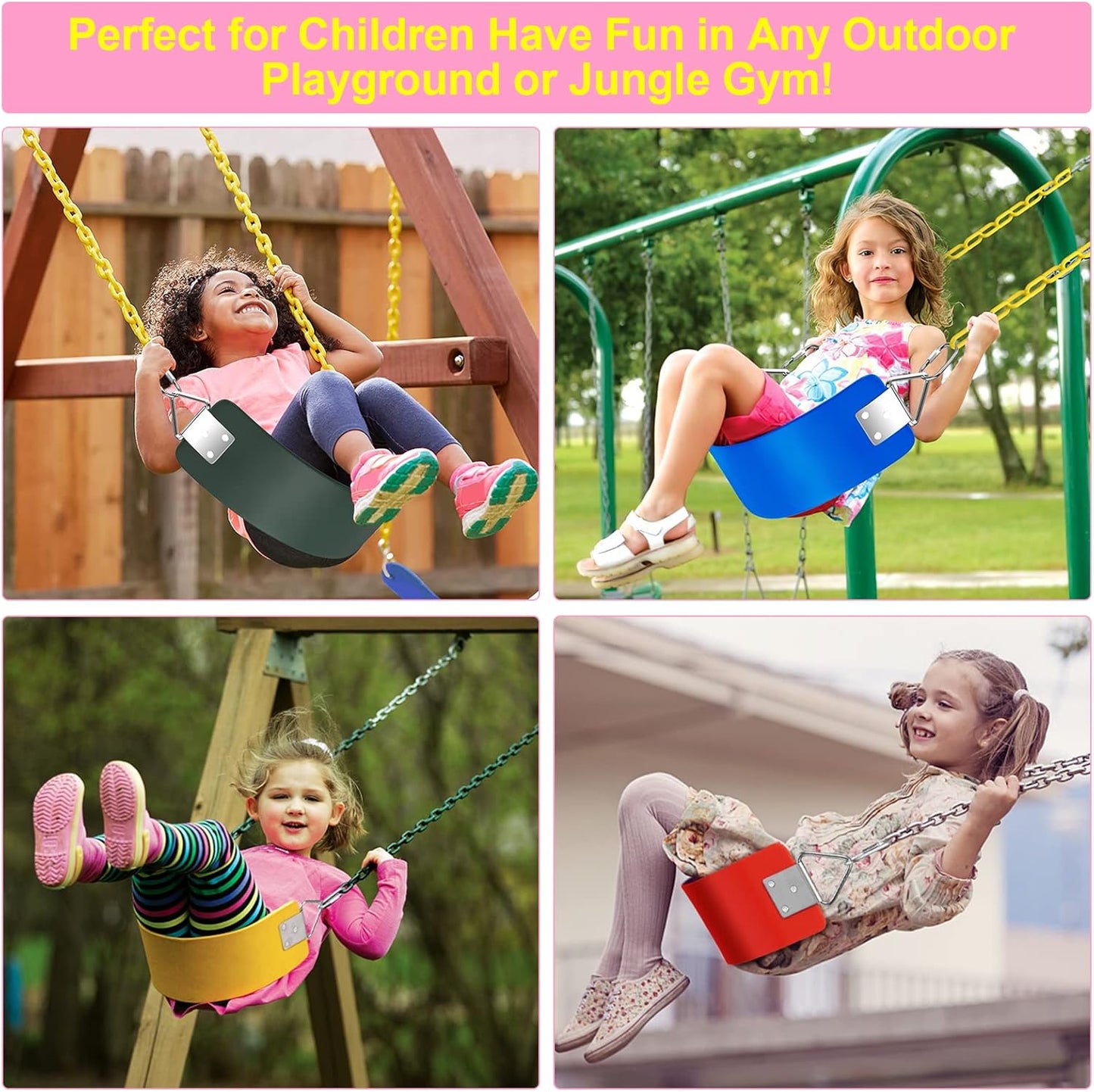 AGPTEK Swing Seat, 30.4 x 6 x 0.27 Inch Yard Swing for Boys and Girls & Adults with Metal Triangle Ring - Light Pink (113KG /250LB Weight Limit)