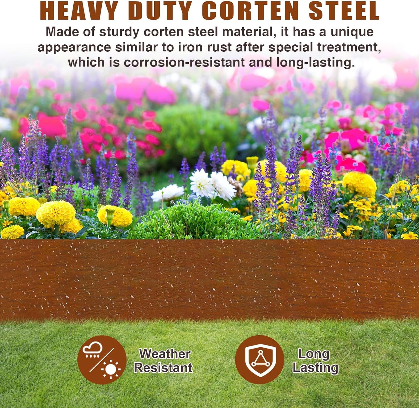 40" L X 8" H Corten Steel Landscape Edging,6 Pack Landscape Edging with 7 Clips and Gloves,Garden Edging Border for Lawn, Flower Bed, Yard (Rust-Colored)