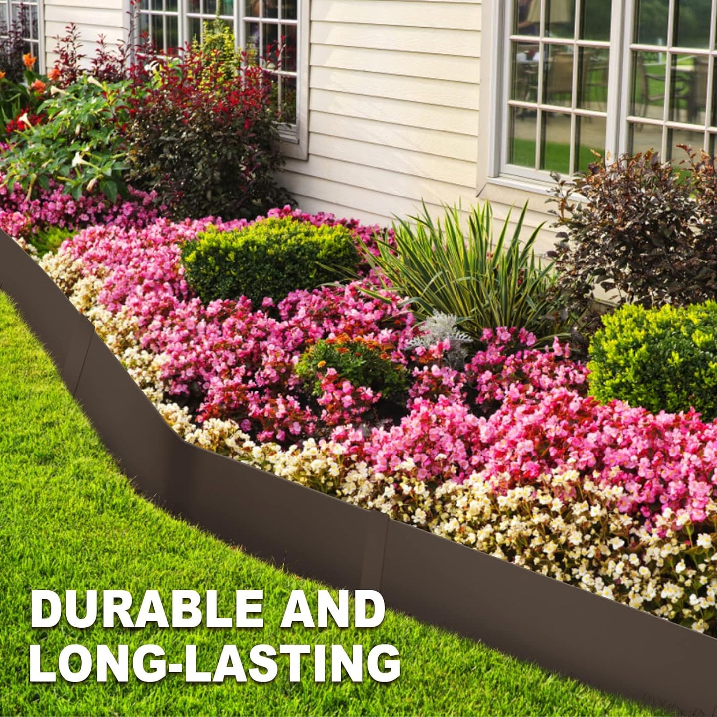 40" L x 8" H Metal Landscape Edging, Heavy Duty Galvanized Steel Garden Edging,6 Pack Steel Landscape Edging with Clips for Lawn, Flower Bed, Yard (Brown)