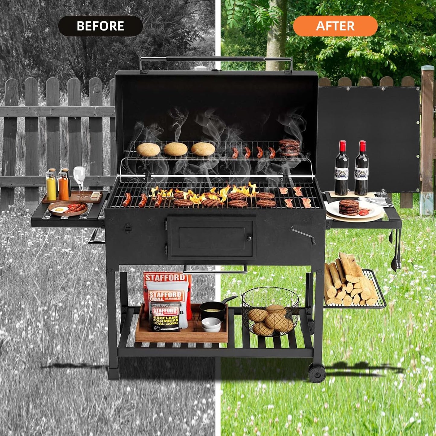 Grill Heat Shield and Deck Protector Mat, Fireproof BBQ Backing Screen for Fence and Railing Heavy Duty Black 3'x6'