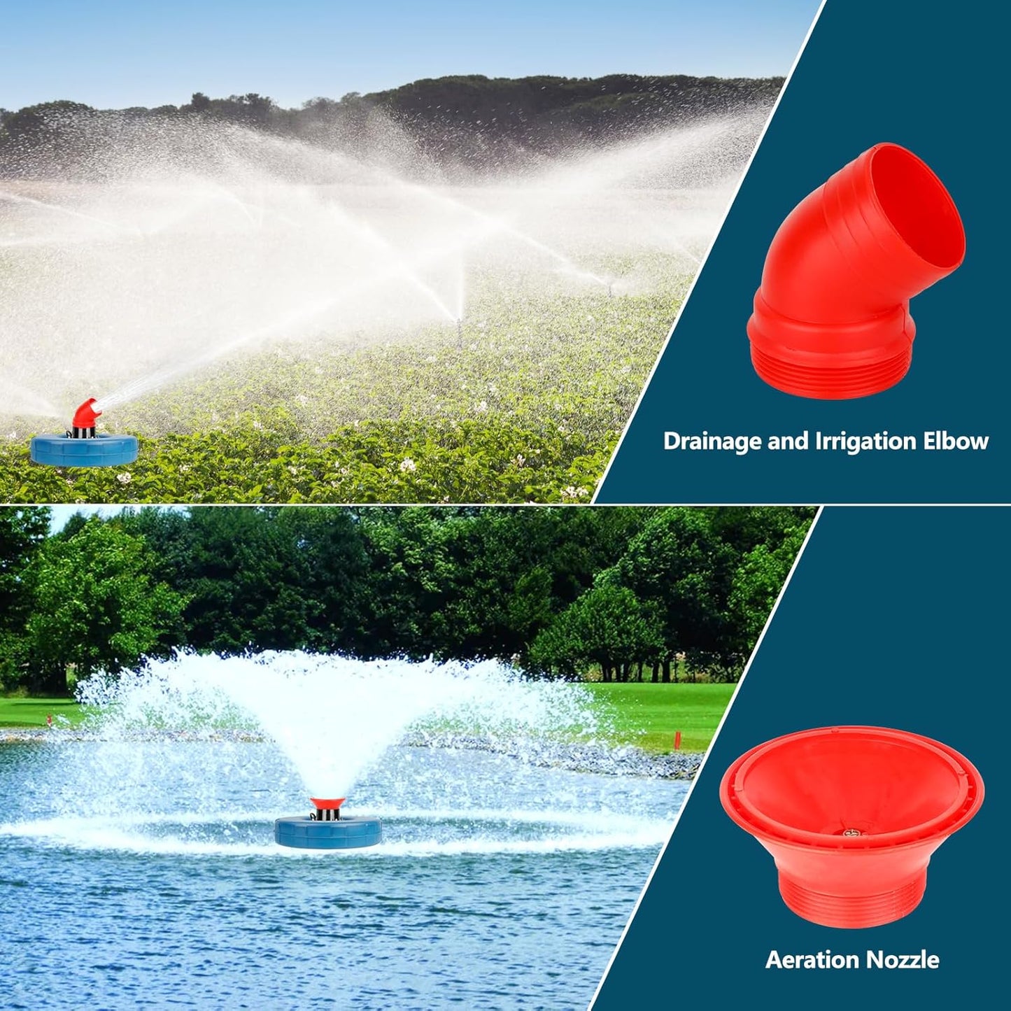Pond Fountain Aerator 1 HP 15,000 GPH Fountain Pump with Timer 15A/110V 100-foot Power Cord 33x2Ft Traction Rope High-efficiency energy-saving water circulation system for ponds and lakes