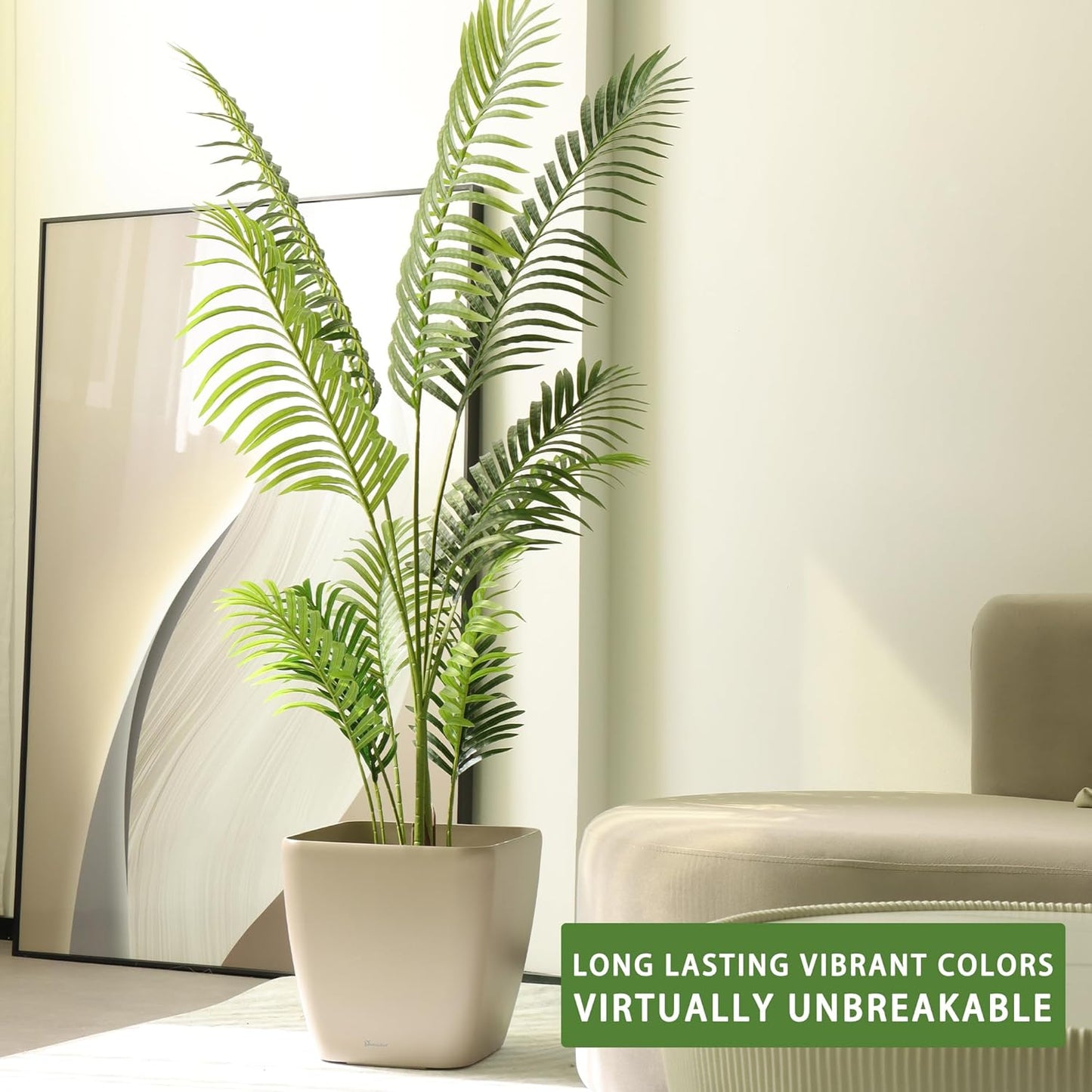 Dexceder 15x14 Self Watering Planter with Wheels Indoor Outdoor, Inner Mat Design, Thickened Large Floor Standing Flower Plant Pot with Water Level Indicator (Taupe Matte)